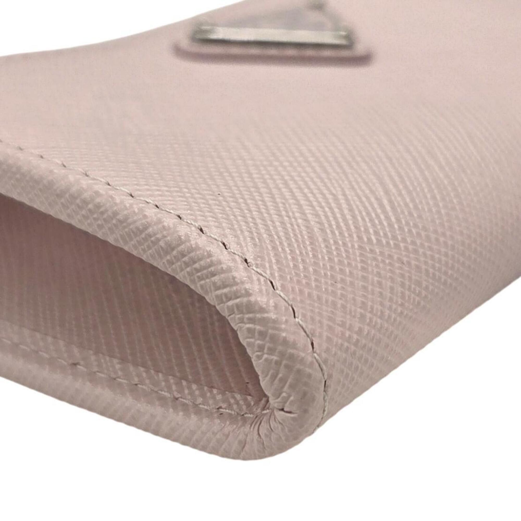 Prada Prada Wallet/Coin Case Key Saffiano Triangle Light Pink Leather 1PP122 Women's Size ONE SIZE - 6 Thumbnail