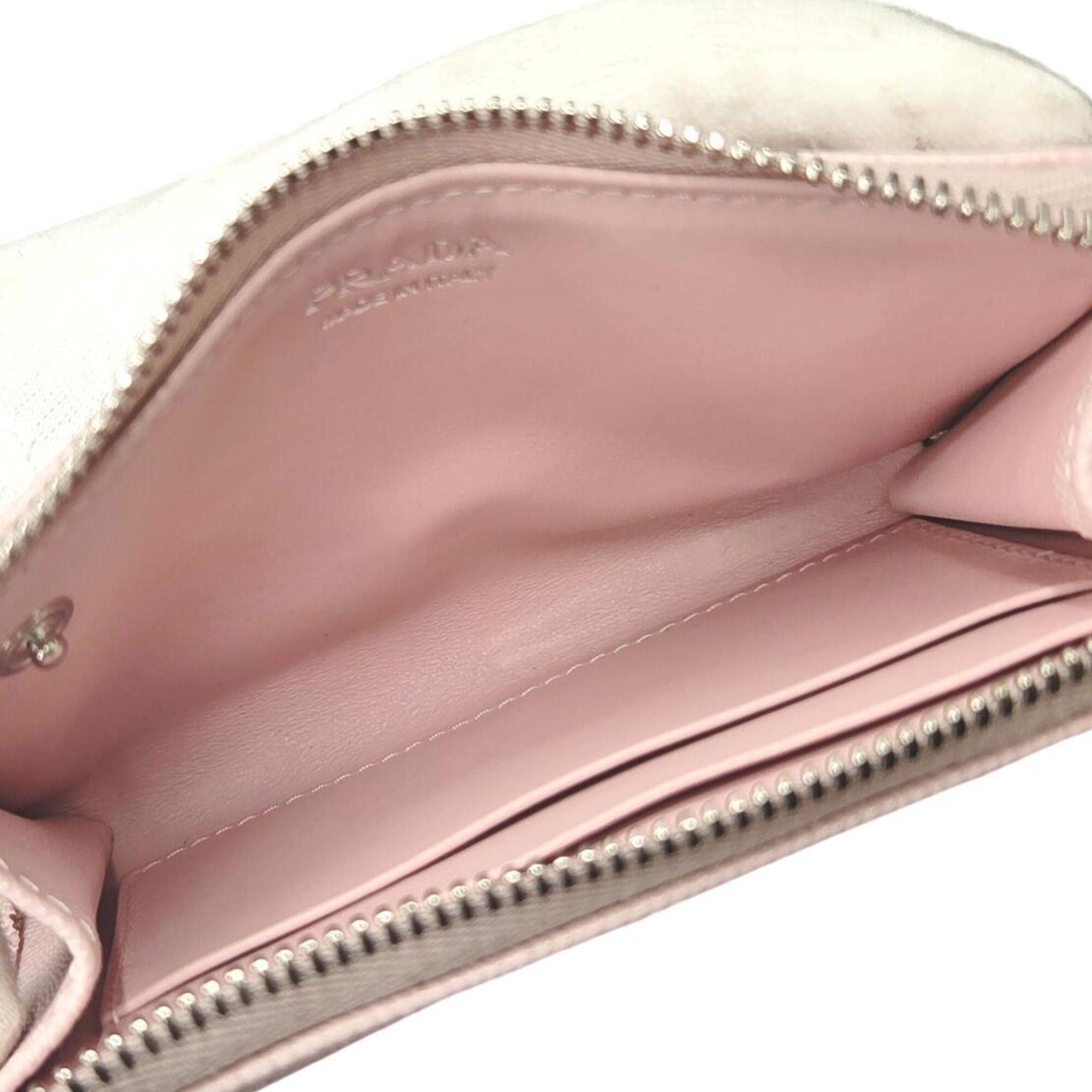 Prada Prada Wallet/Coin Case Key Saffiano Triangle Light Pink Leather 1PP122 Women's Size ONE SIZE - 10 Thumbnail