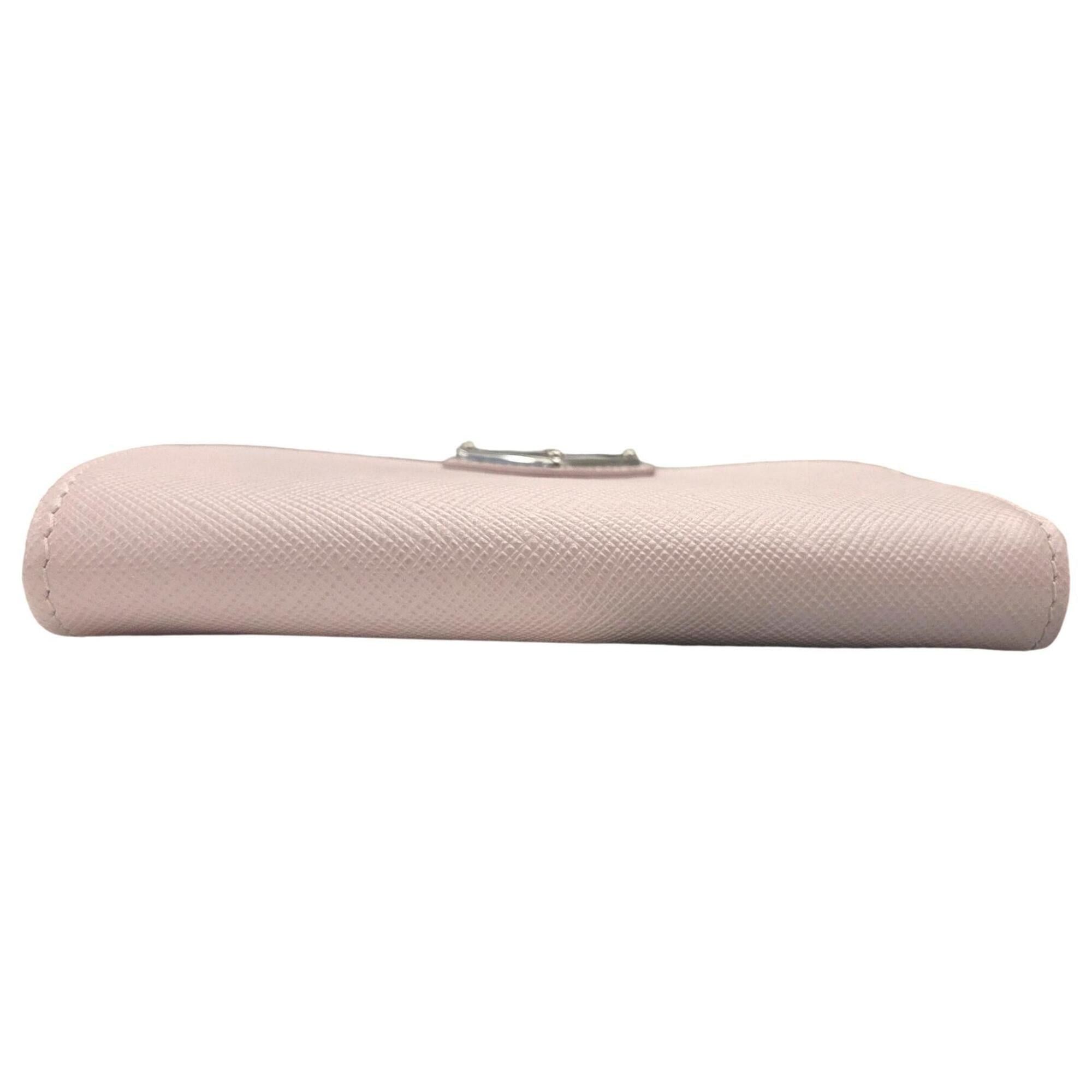 Prada Prada Wallet/Coin Case Key Saffiano Triangle Light Pink Leather 1PP122 Women's Size ONE SIZE - 5 Thumbnail