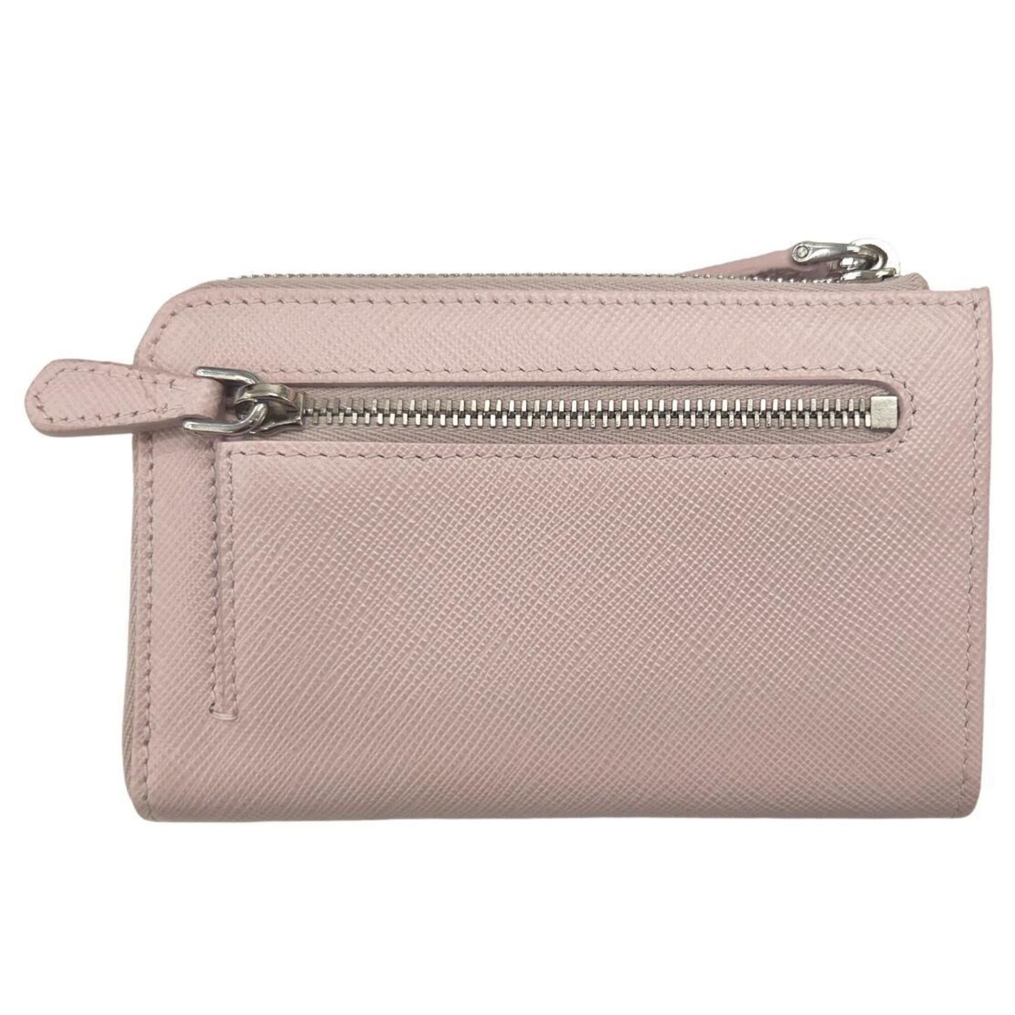 Prada Prada Wallet/Coin Case Key Saffiano Triangle Light Pink Leather 1PP122 Women's Size ONE SIZE - 2 Thumbnail