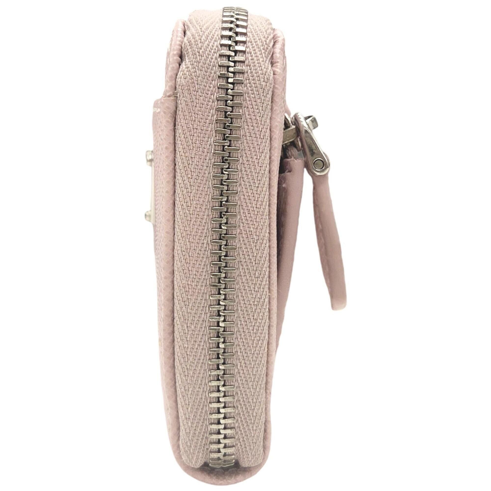 Prada Prada Wallet/Coin Case Key Saffiano Triangle Light Pink Leather 1PP122 Women's Size ONE SIZE - 4 Thumbnail