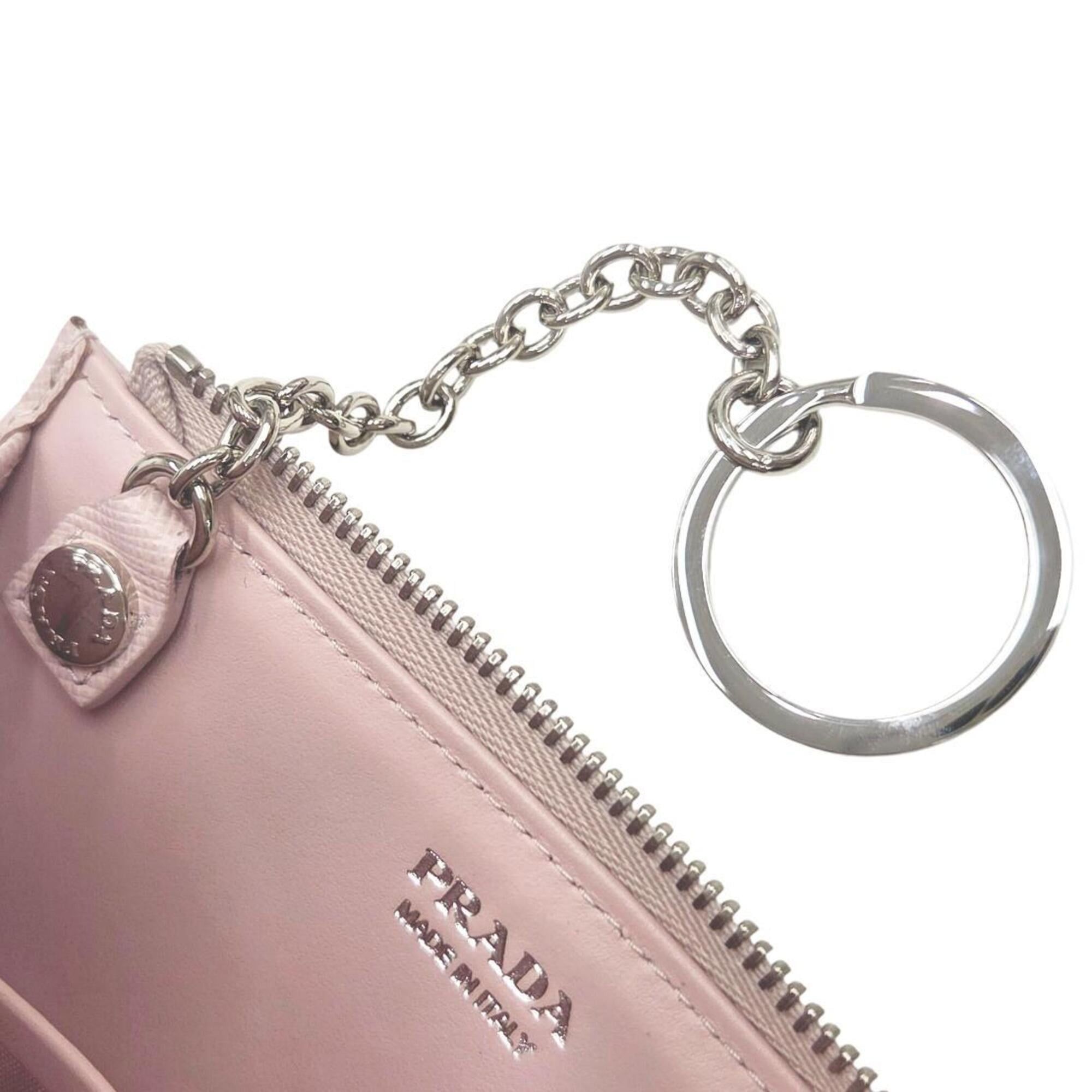 Prada Prada Wallet/Coin Case Key Saffiano Triangle Light Pink Leather 1PP122 Women's Size ONE SIZE - 11 Thumbnail