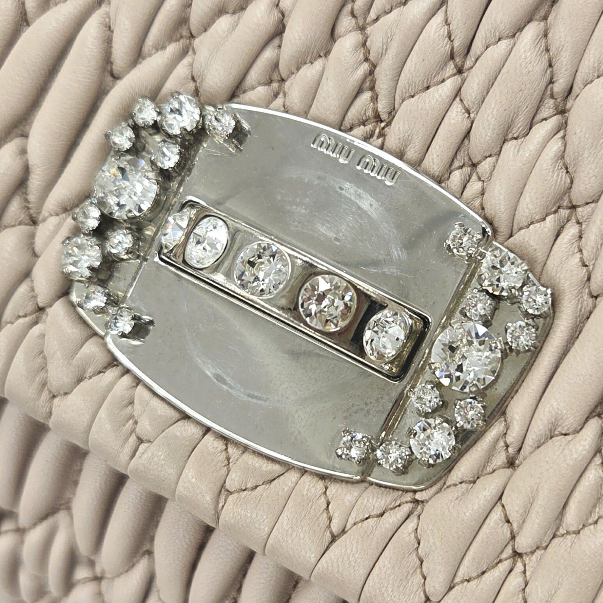 Miu Miu Miu Miu MIUMIU RP0169 Matelassé Nappa Crystal Bijou Shoulder Bag Clutch for Women Size ONE SIZE - 8 Thumbnail