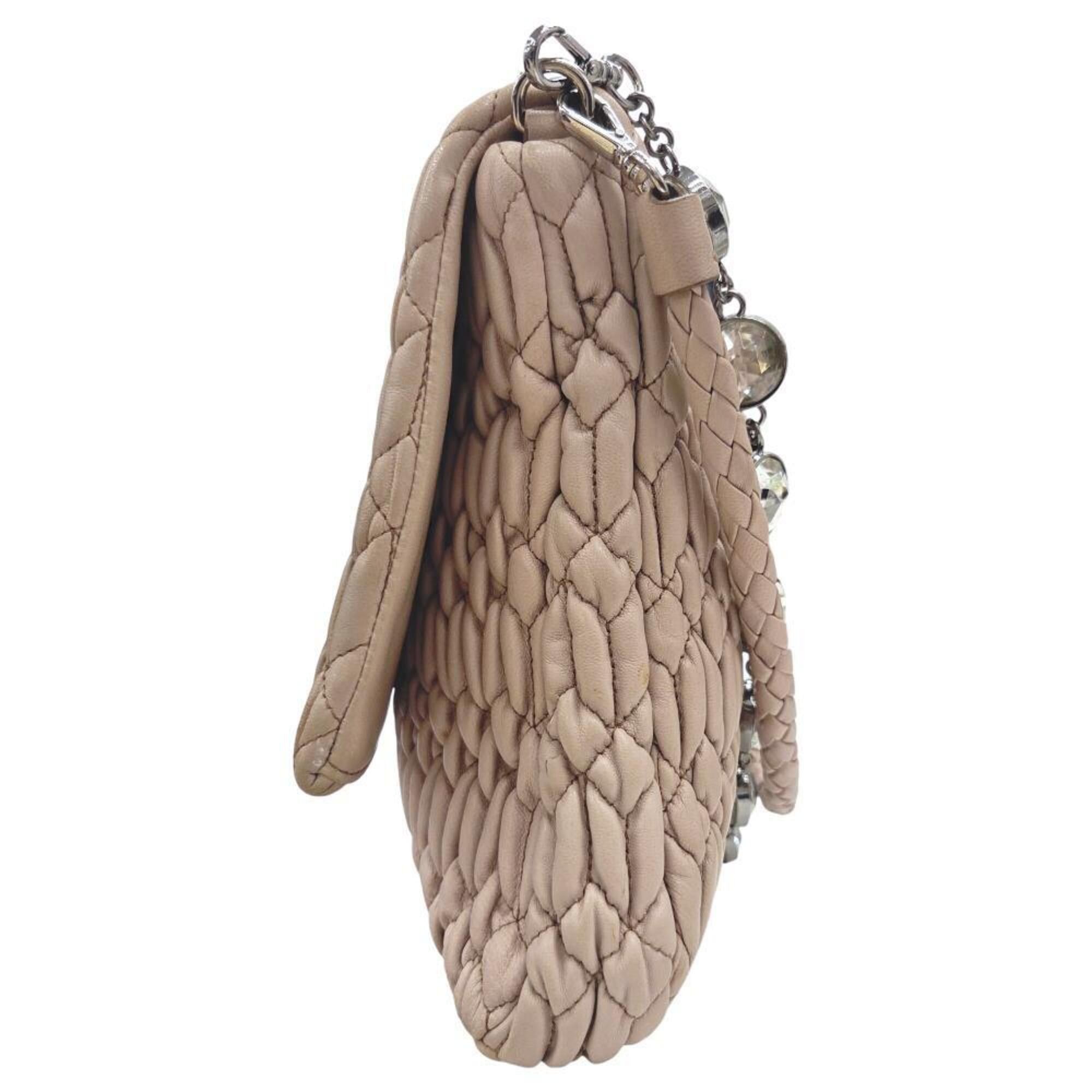 Miu Miu Miu Miu MIUMIU RP0169 Matelassé Nappa Crystal Bijou Shoulder Bag Clutch for Women Size ONE SIZE - 3 Thumbnail