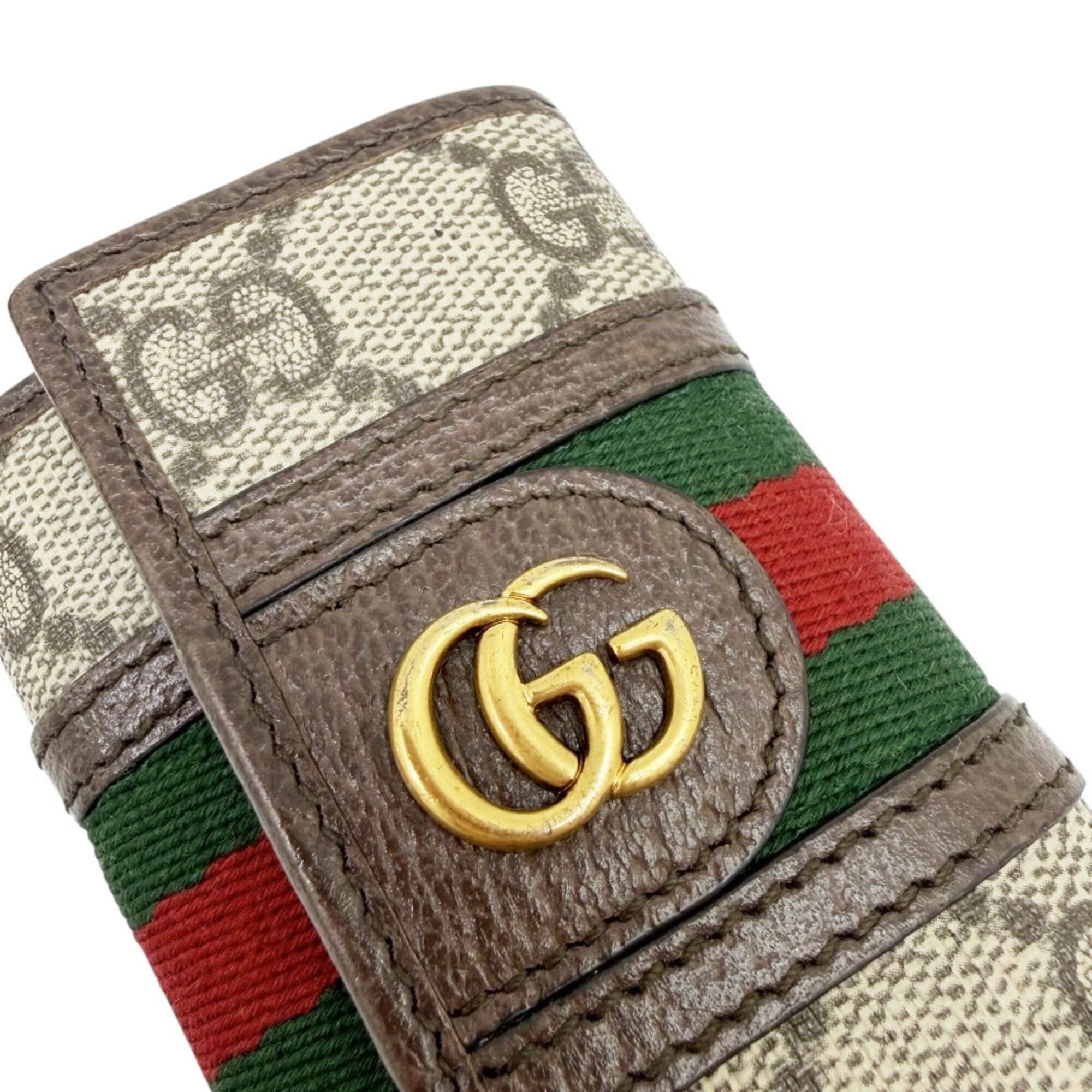 Gucci GUCCI Ophidia GG Supreme Leather Key Case, 6-Key Holder, Brown, for Men and Women Size ONE SIZE - 7 Thumbnail