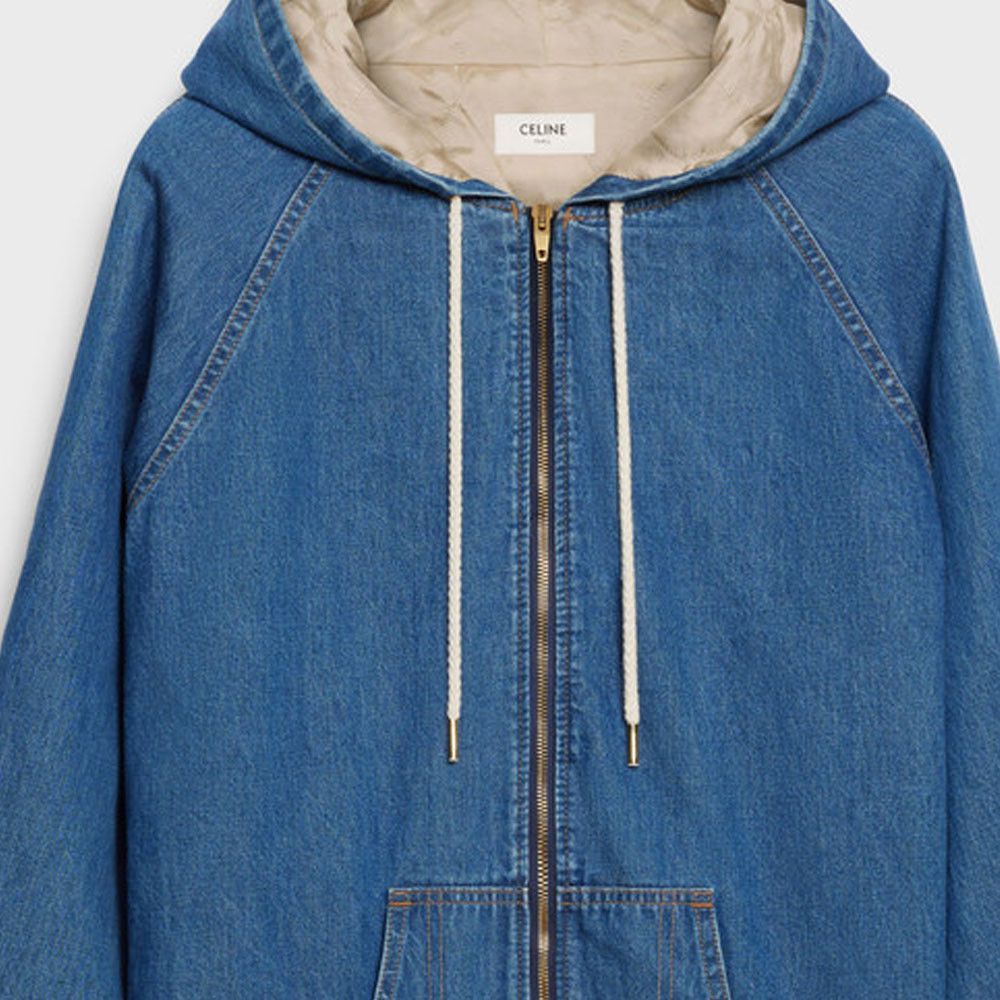 Celine Celine Logo Back Denim Zip Hoodie Size XS Size XS / US 0-2 / IT 36-38 - 8 Thumbnail