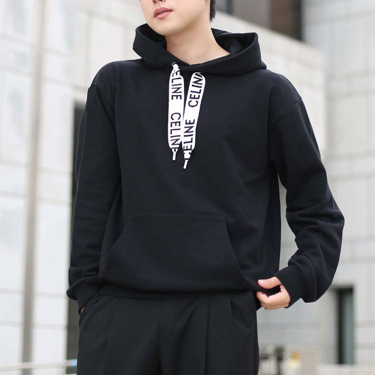 Celine Celine Logo Drawstring Hoodie Black Size M Size US M / EU 48-50 / 2 - 8 Thumbnail