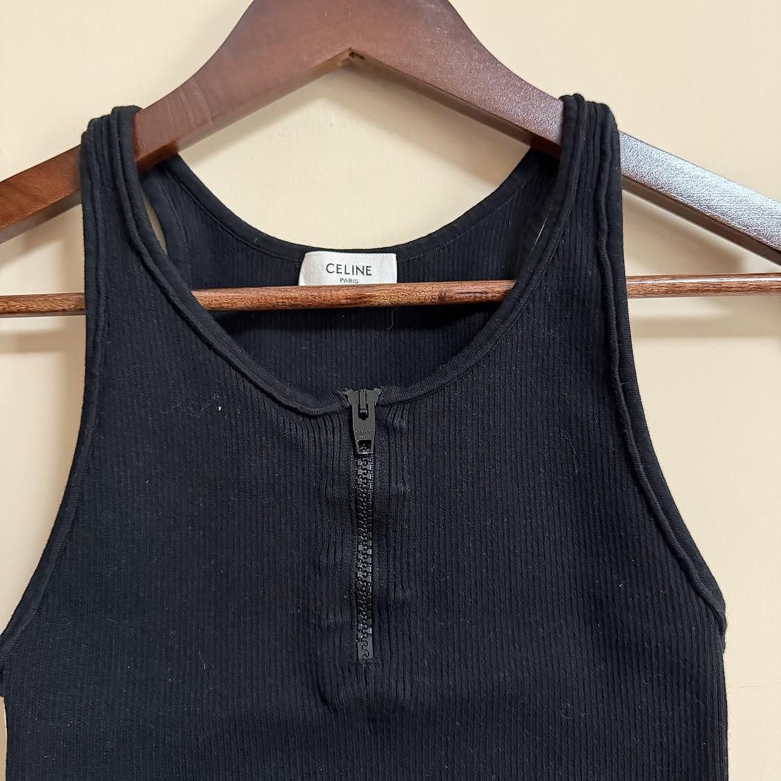 Celine Celine Ribbed Logo Striped Zip Tank Top Size M Size M / US 6-8 / IT 42-44 - 5 Thumbnail
