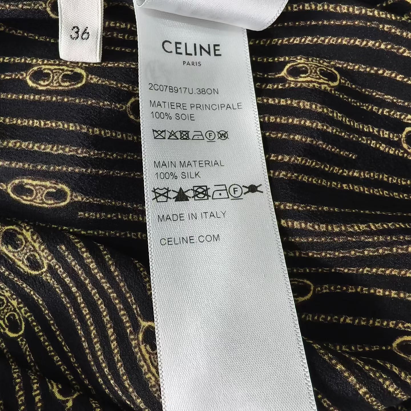 Celine Celine Gold Chain Print Silk Button Up Shirt Size 36 Size XS / US 0-2 / IT 36-38 - 4 Thumbnail