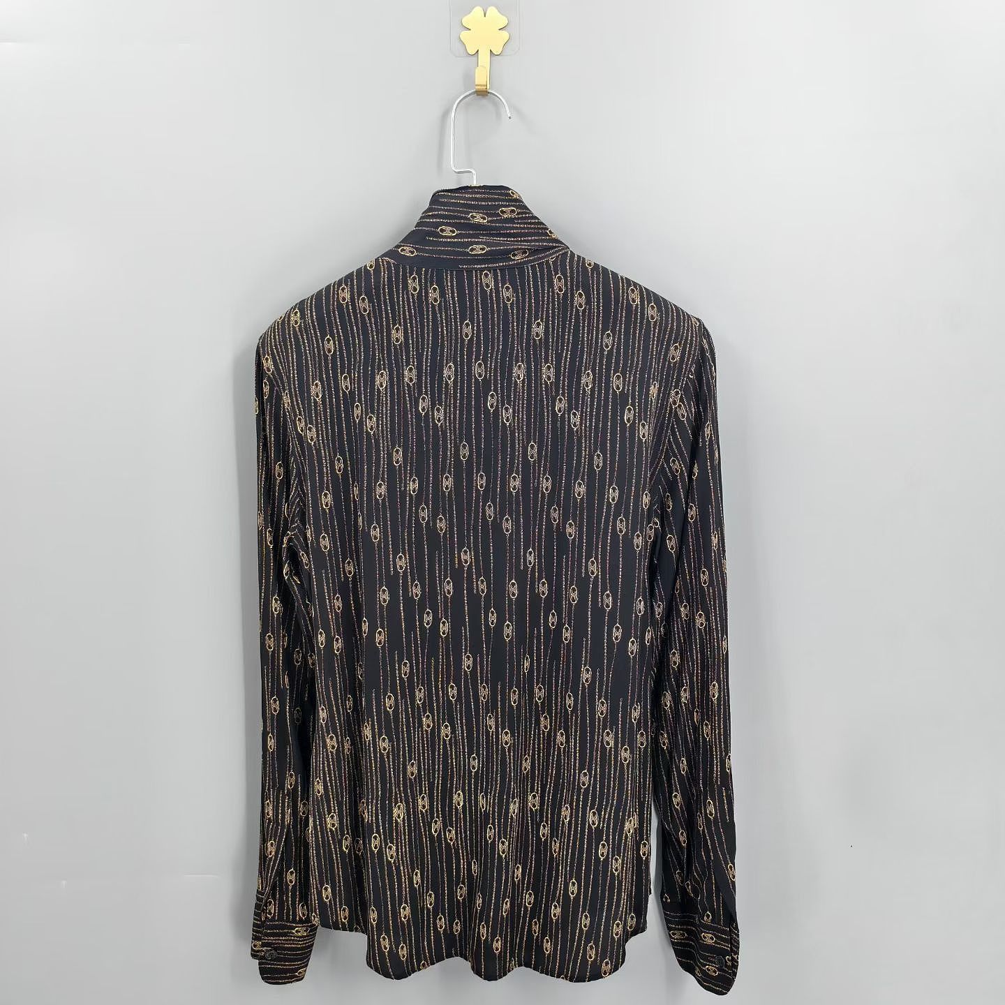 Celine Celine Gold Chain Print Silk Button Up Shirt Size 36 Size XS / US 0-2 / IT 36-38 - 2 Thumbnail