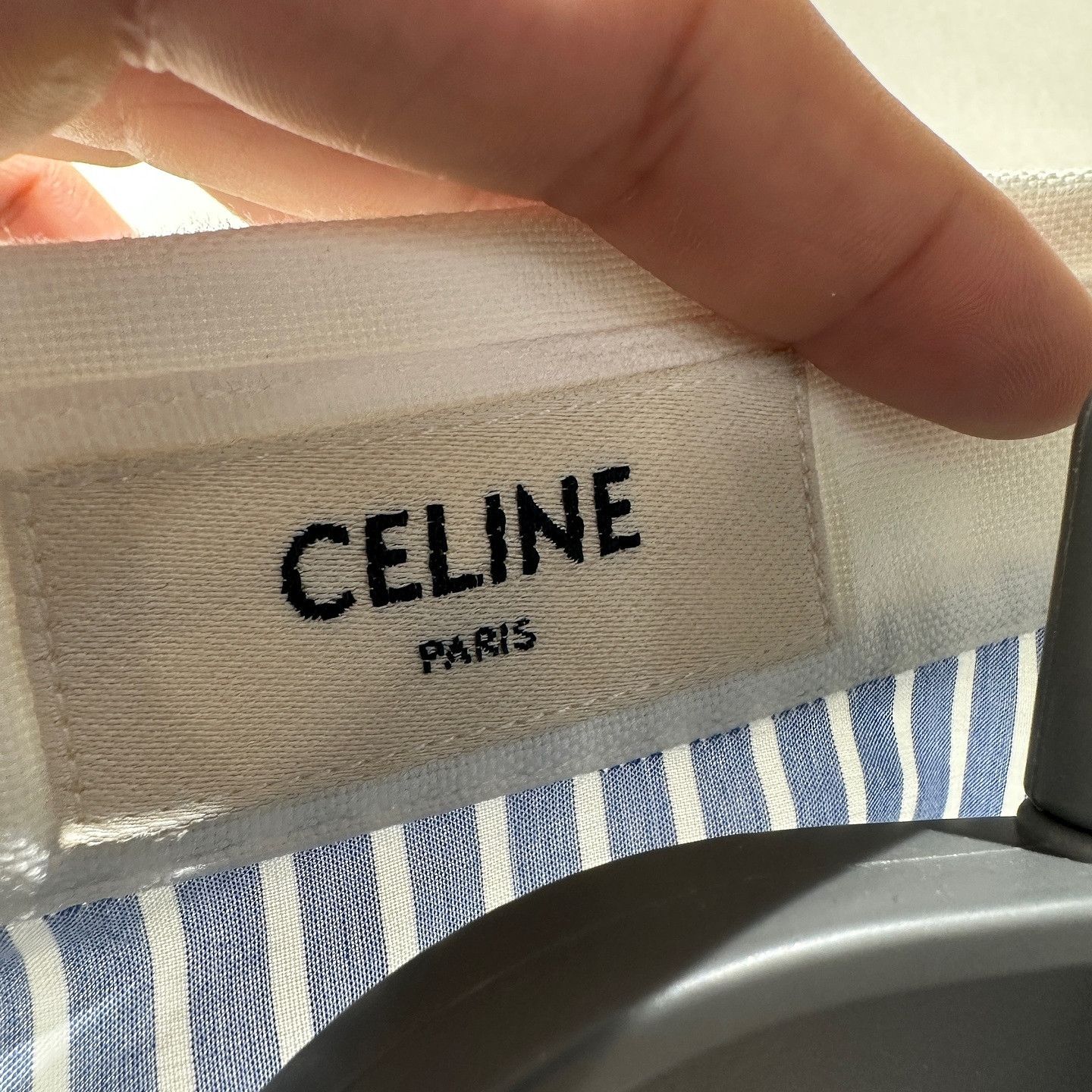 Celine CELINE Striped Embroidered Logo Button Up Shirt Size 34 Size XS / US 0-2 / IT 36-38 - 3 Thumbnail