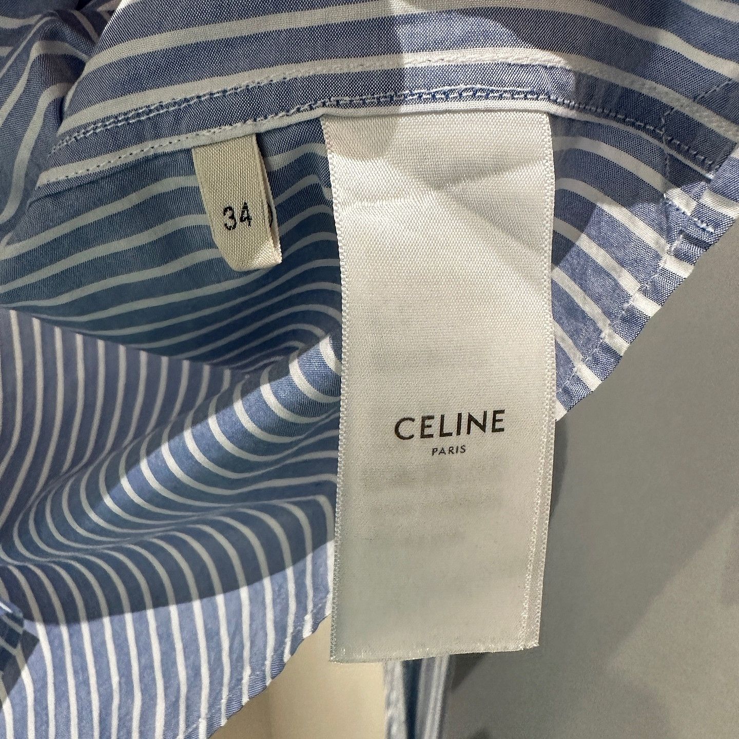 Celine CELINE Striped Embroidered Logo Button Up Shirt Size 34 Size XS / US 0-2 / IT 36-38 - 4 Thumbnail