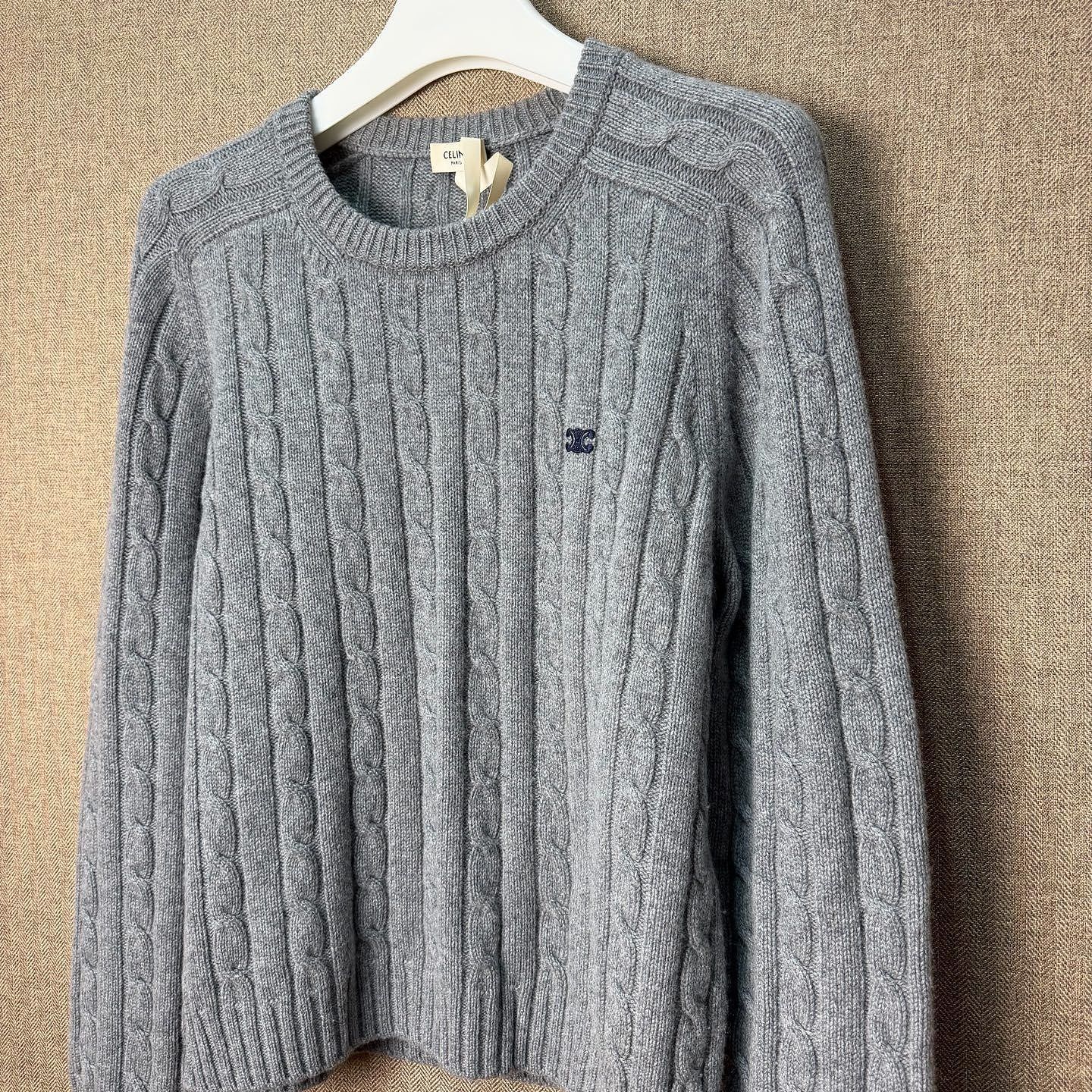 Celine CELINE Triomphe Cable Knit Elbow Patch Sweater Size XL Size US XL / EU 56 / 4 - 6 Thumbnail