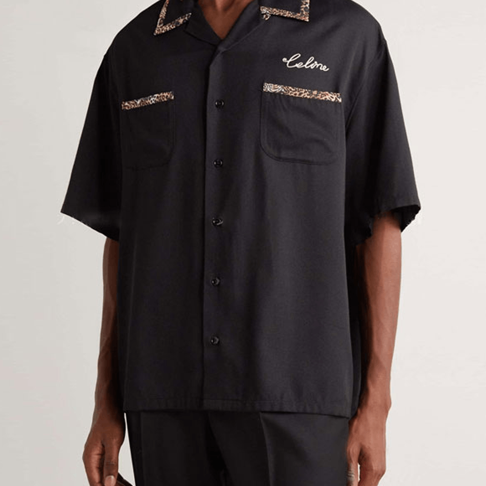 Celine Celine Leopard Trim Short Sleeve Shirt Size S Size US S / EU 44-46 / 1 - 7 Thumbnail