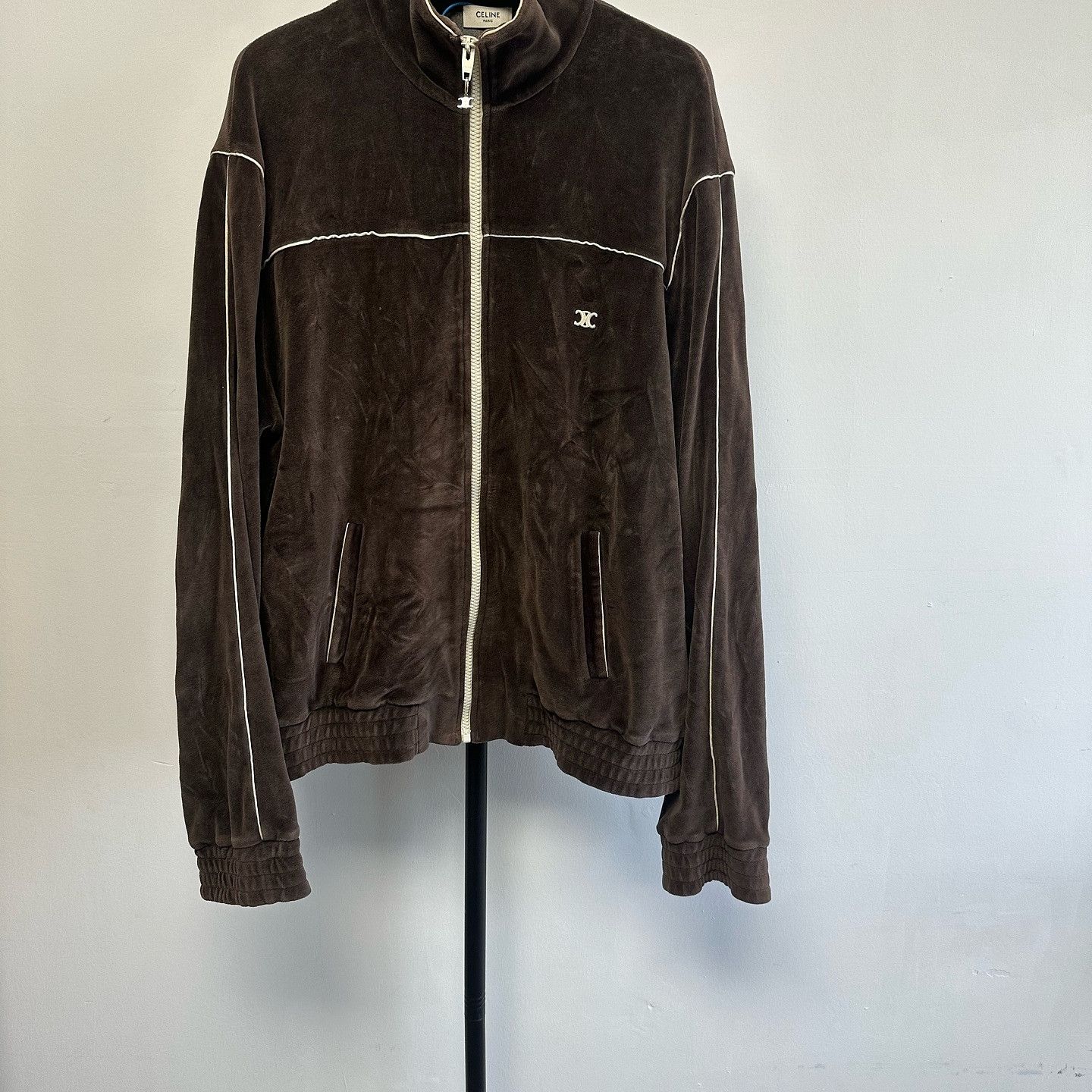 Celine Celine Triomphe Logo Velvet Track Jacket Size XL Size US XL / EU 56 / 4 - 3 Thumbnail