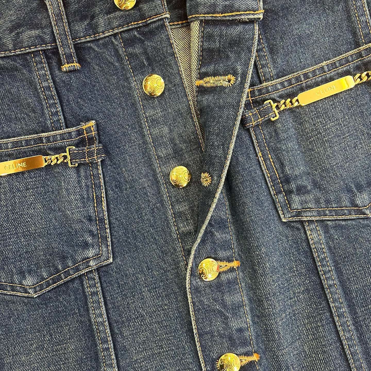 Celine Celine Logo Chain Denim Mini Skirt Size 26 Size 26" / US 2 / IT 38 - 18 Thumbnail