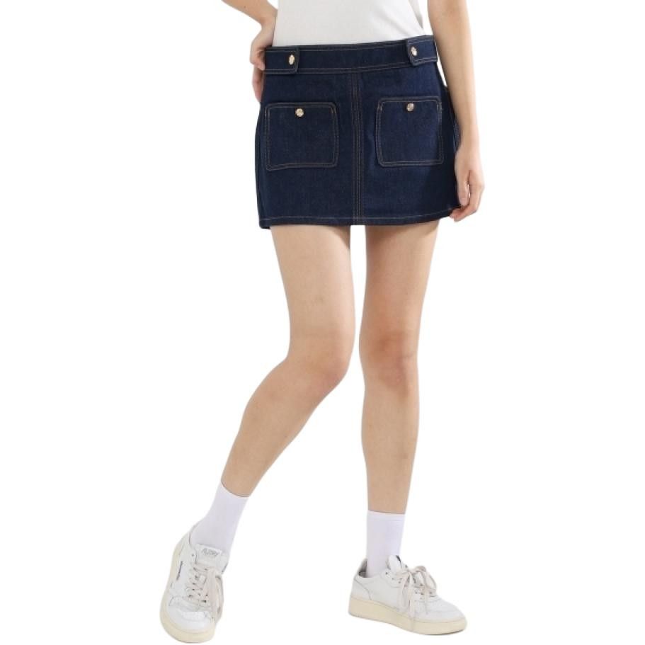 Celine Celine Gold Button Denim Mini Skirt Size 25 Size 25" / US 0 / IT 36 - 6 Thumbnail