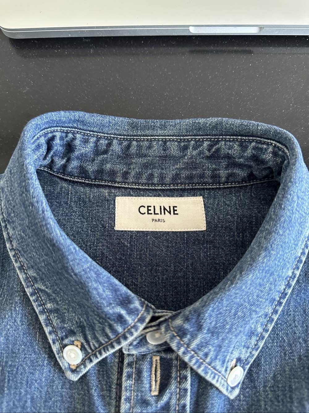 Celine CELINE Triomphe Denim Button Up Shirt Size L Size L / US 10 / IT 46 - 3 Thumbnail