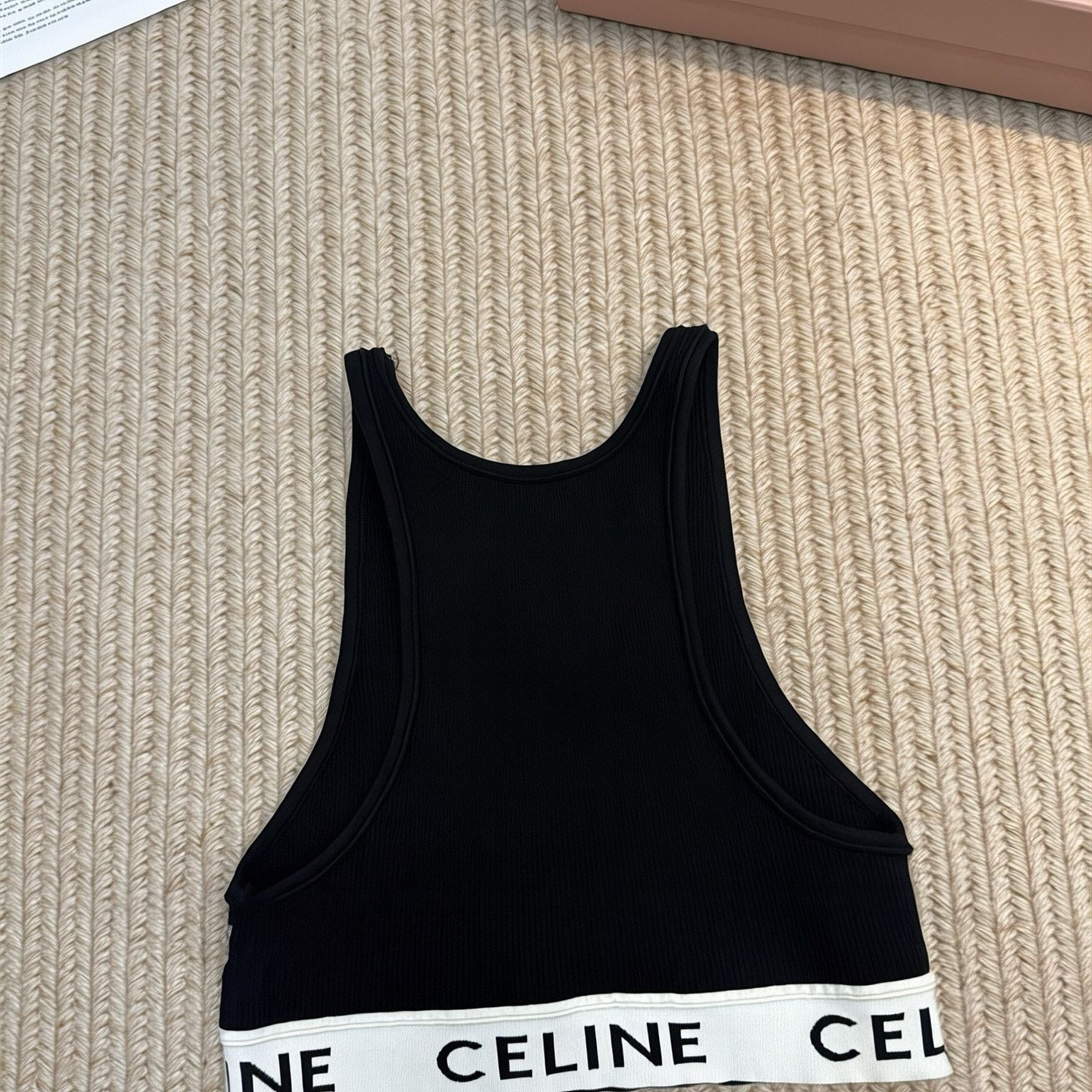 Celine CELINE Logo Hem Ribbed Crop Top Size M Size M / US 6-8 / IT 42-44 - 2 Thumbnail