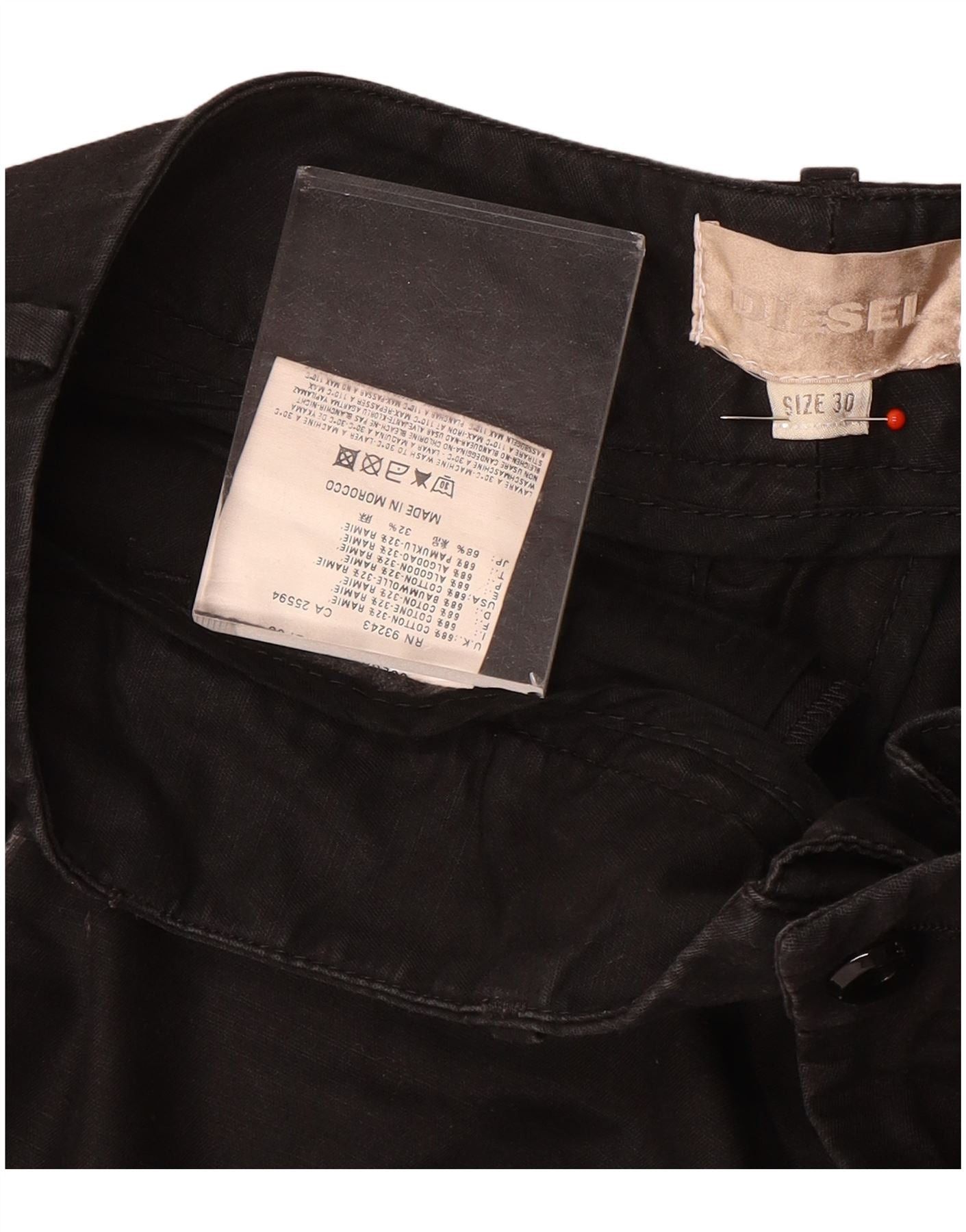 Diesel Womens Chino Shorts W30 Medium Black Ramie Size 24" / US 00 / IT 34 - 3 Thumbnail