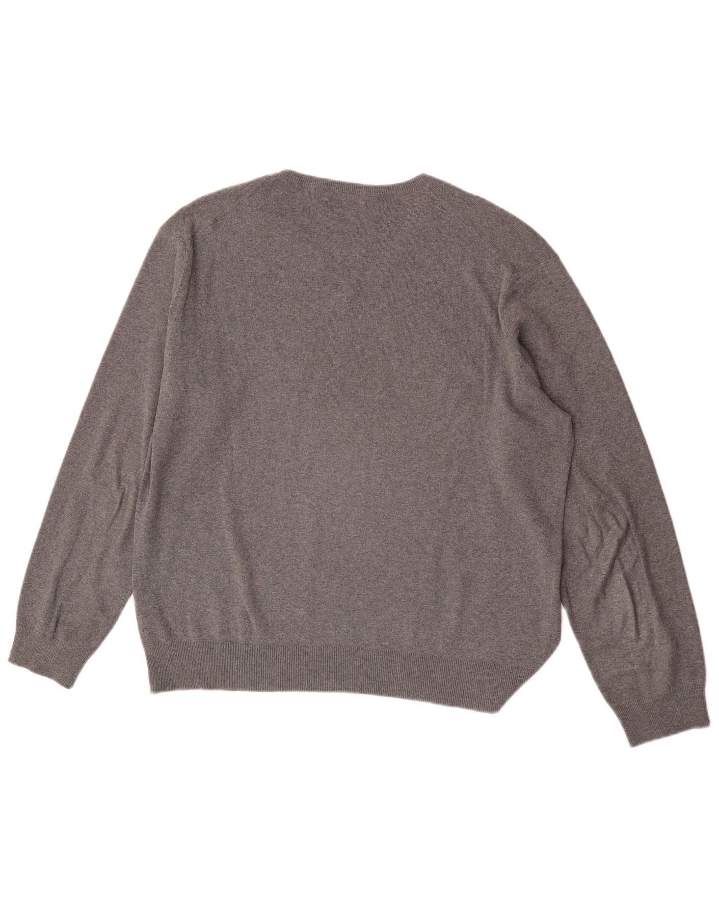 Ralph Lauren Mens V-Neck Jumper Sweater Large Grey Flecked Cotton Size US XXL / EU 58 / 5 - 2 Thumbnail