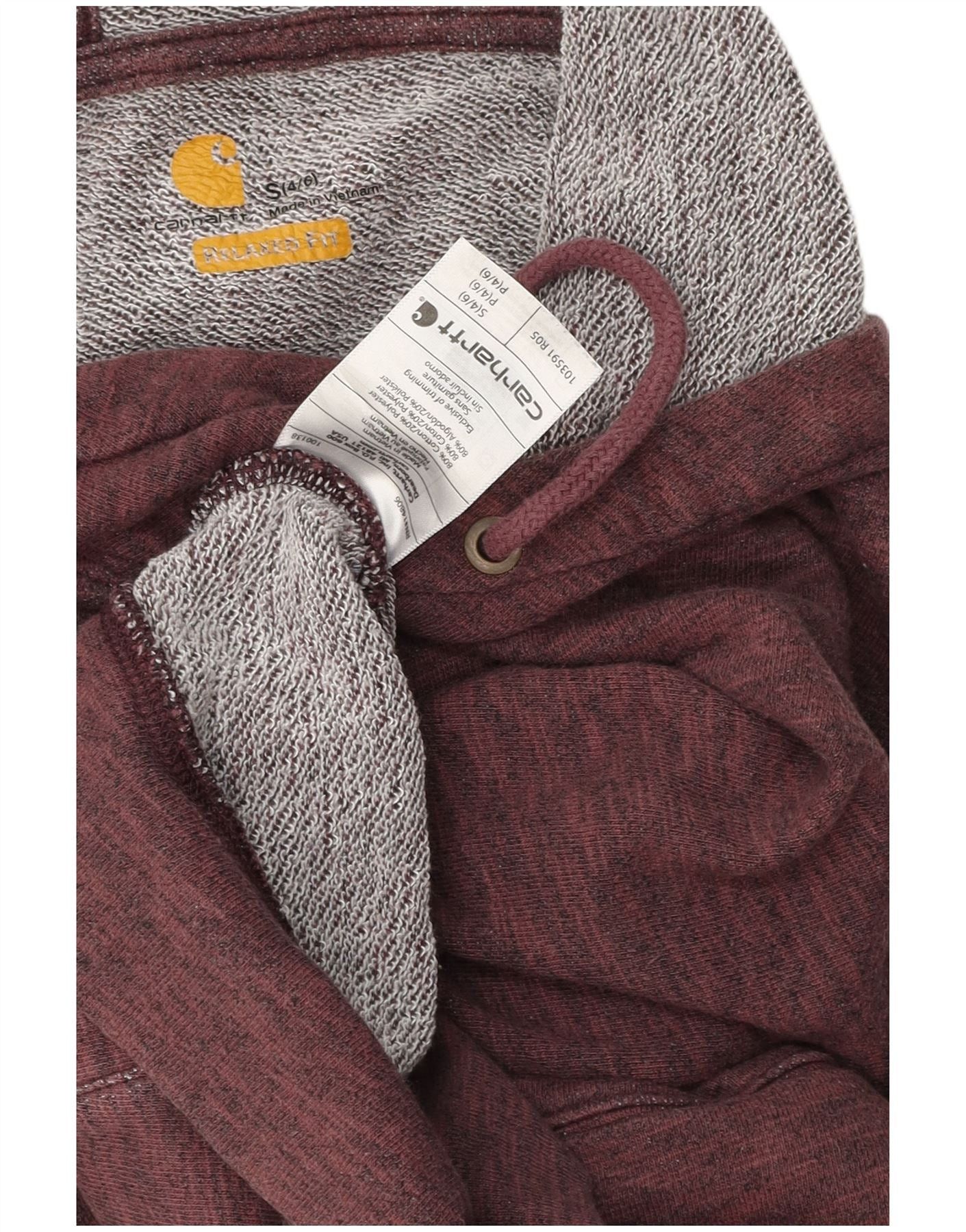 Carhartt Womens Relaxed Fit Hoodie Jumper UK 4/6 Small Maroon Cotton Size S / US 4 / IT 40 - 3 Thumbnail