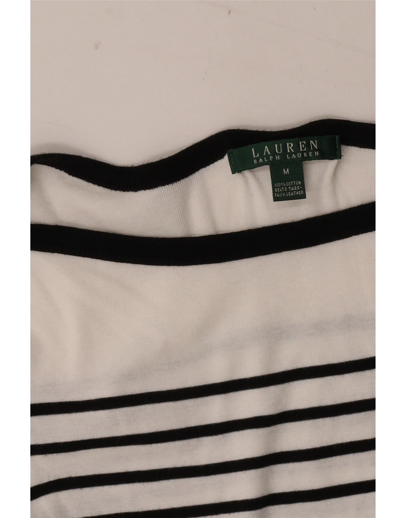 Ralph Lauren Womens T-Shirt Dress UK 12 Medium White Striped Cotton Size XS / US 0-2 / IT 36-38 - 3 Thumbnail