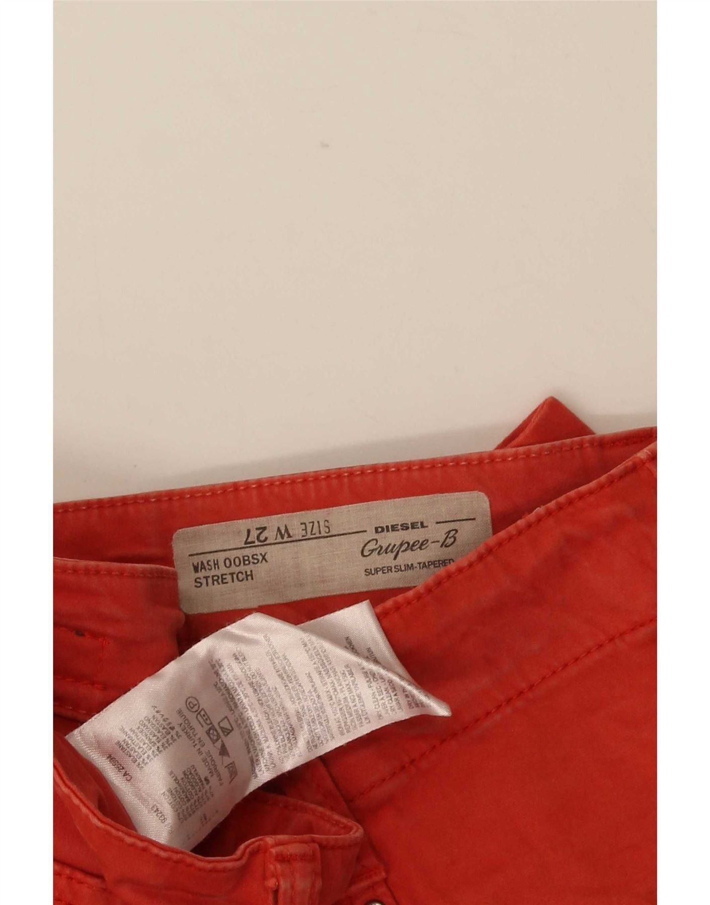 Diesel Womens Grupee Super Slim Tapered Jeans W27 L32 Red Cotton Size 42" / US 20 - 3 Thumbnail