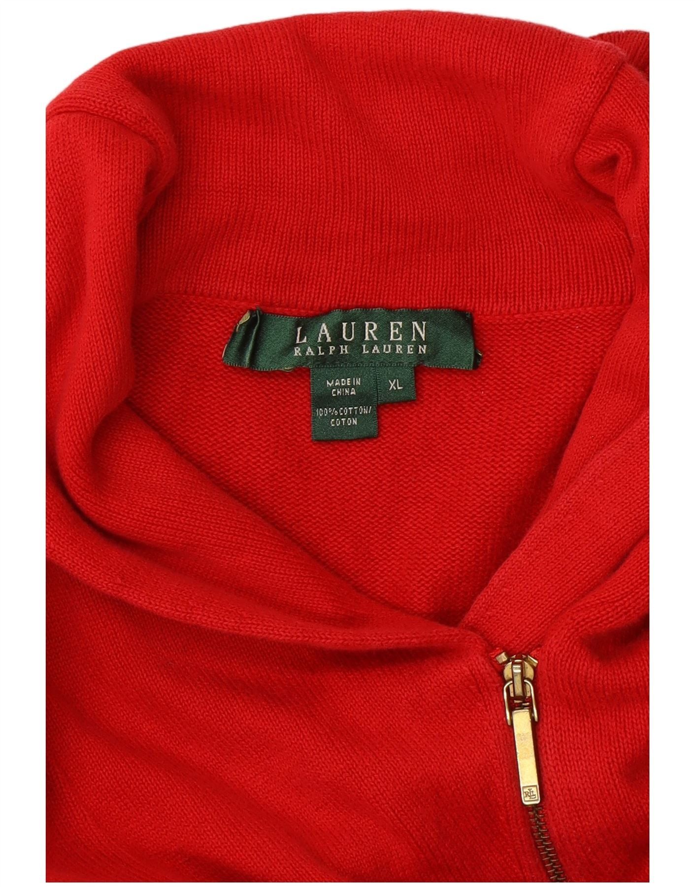 Ralph Lauren Mens Shawl Neck Jumper Sweater XL Red Cotton Size US M / EU 48-50 / 2 - 4 Thumbnail