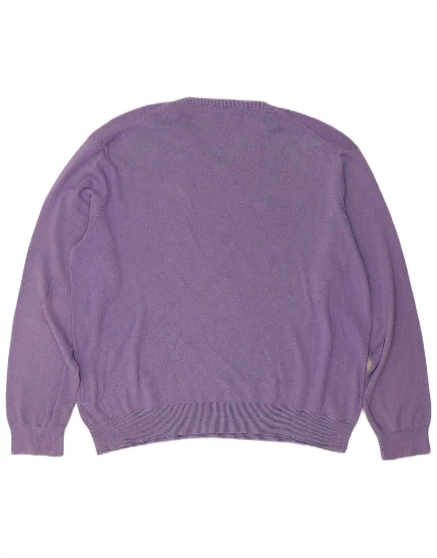 Polo Ralph Lauren Mens V-Neck Jumper Sweater XL Purple Cotton Size US L / EU 52-54 / 3 - 2 Thumbnail
