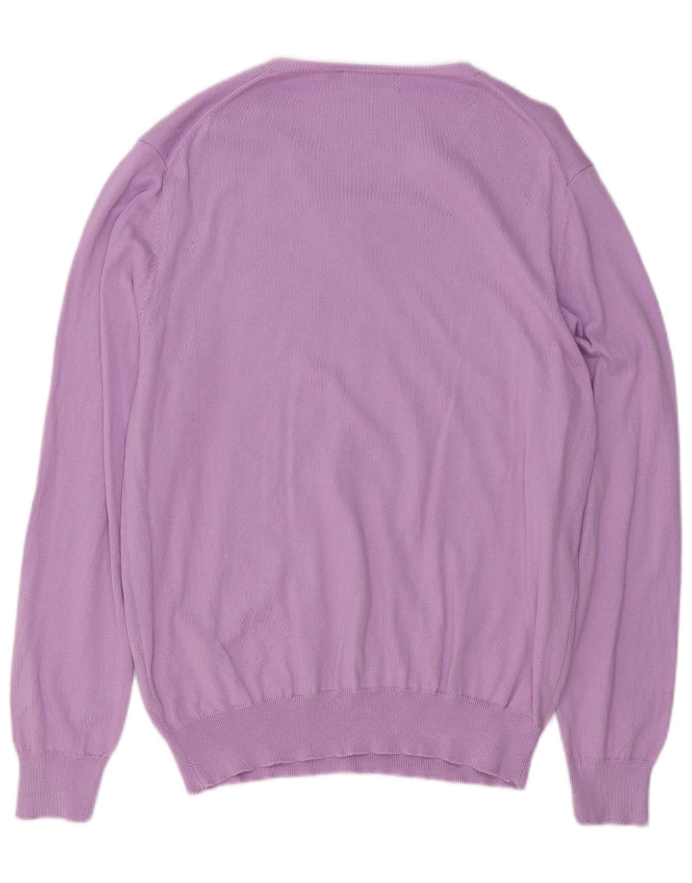 Polo Ralph Lauren Mens V-Neck Jumper Sweater Medium Purple Cotton Size US L / EU 52-54 / 3 - 2 Thumbnail