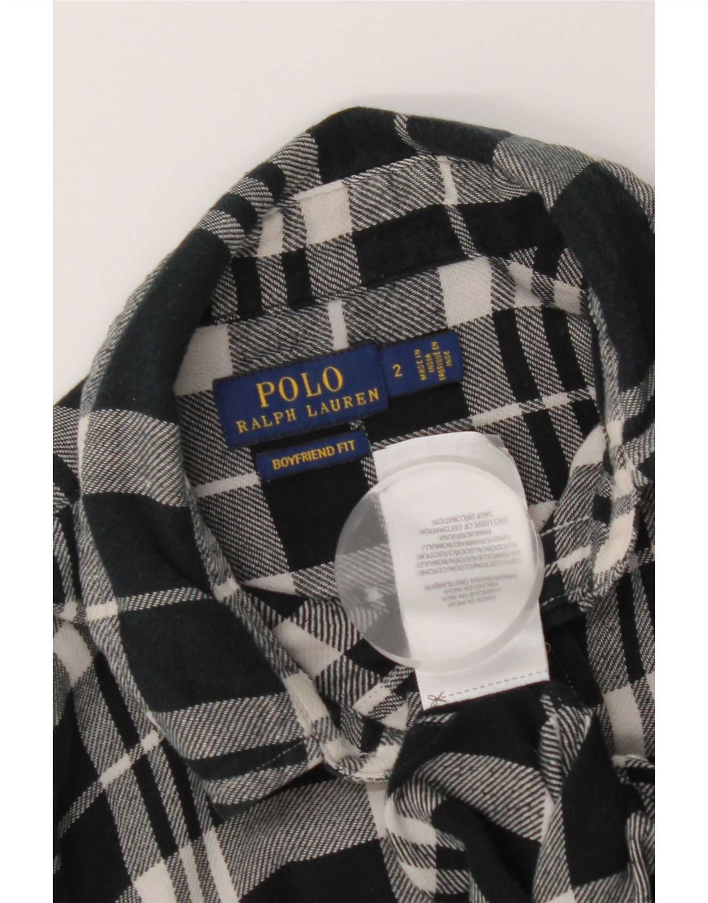 Polo Ralph Lauren Womens Boyfriend Fit Shirt US 2 XS Navy Blue Check Cotton Size M / US 6-8 / IT 42-44 - 3 Thumbnail
