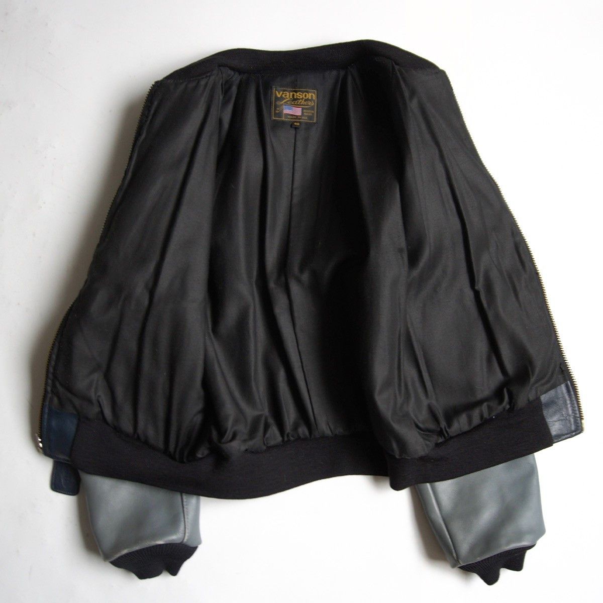 Vintage VANSON All Leather Varsity Jacket Gray Size 40 Size US XXS / EU 40 - 3 Thumbnail