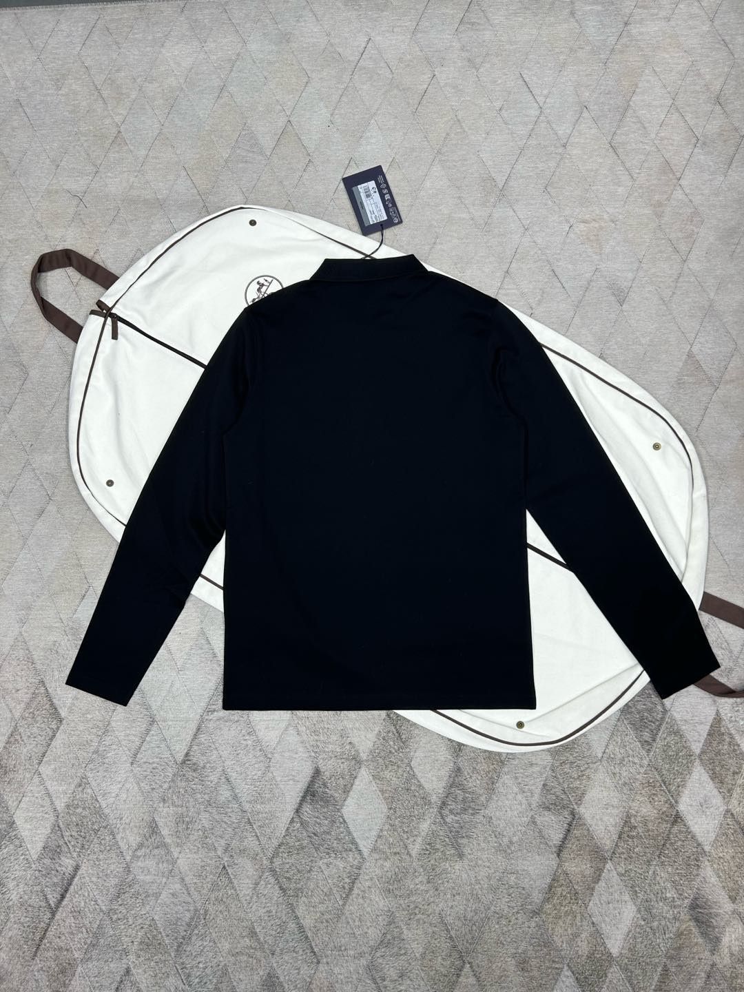 Prada Black Long Sleeve Pique Polo Shirt Size US M / EU 48-50 / 2 - 2 Thumbnail