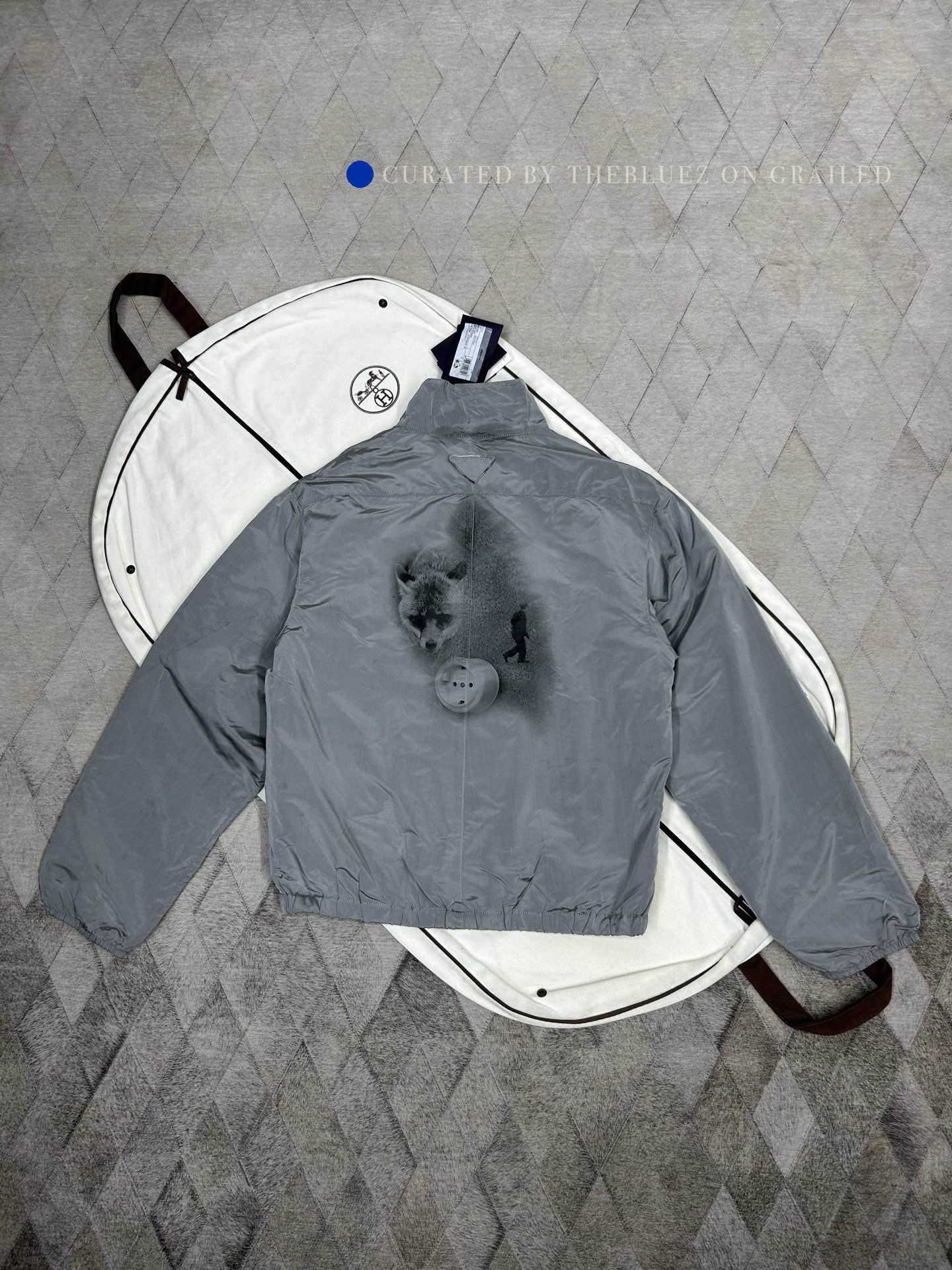 Prada Re-Nylon Graphic Bomber Jacket in Gray Size US L / EU 52-54 / 3 - 2 Thumbnail