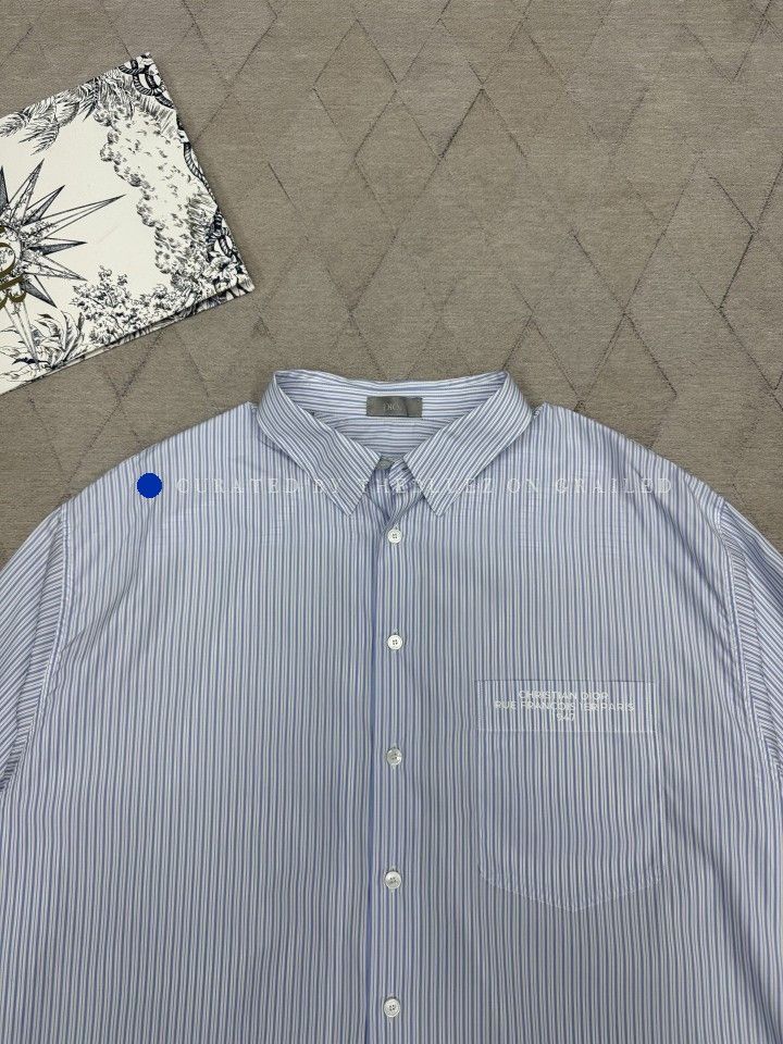 Dior Striped Logo Button Up Shirt in Blue Size US L / EU 52-54 / 3 - 3 Thumbnail