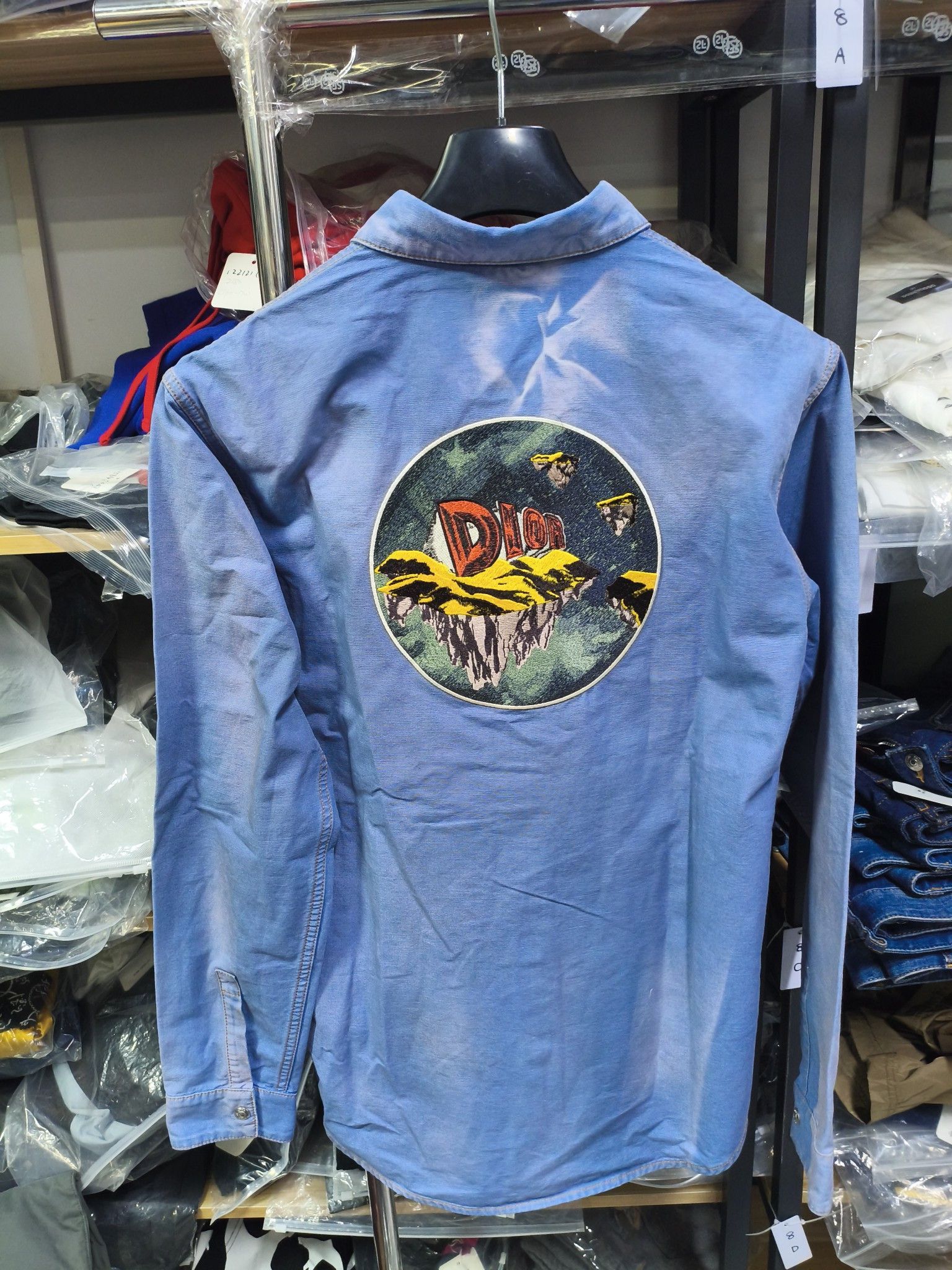 Dior Elegant Blue Embroidered Button Up Shirt Size US L / EU 52-54 / 3 - 2 Thumbnail