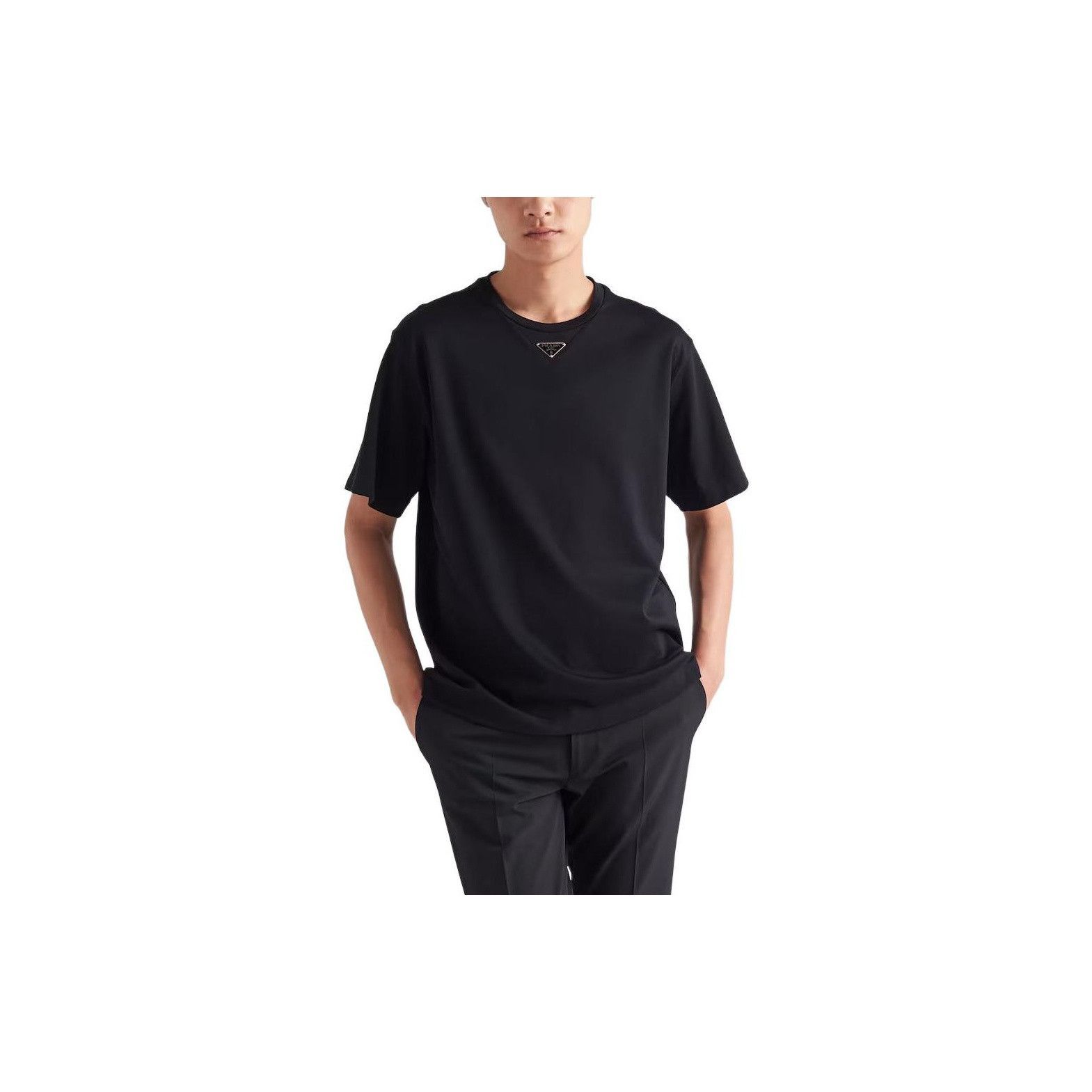Prada Minimalist Black Enamel Logo Tee Size US S / EU 44-46 / 1 - 11 Thumbnail