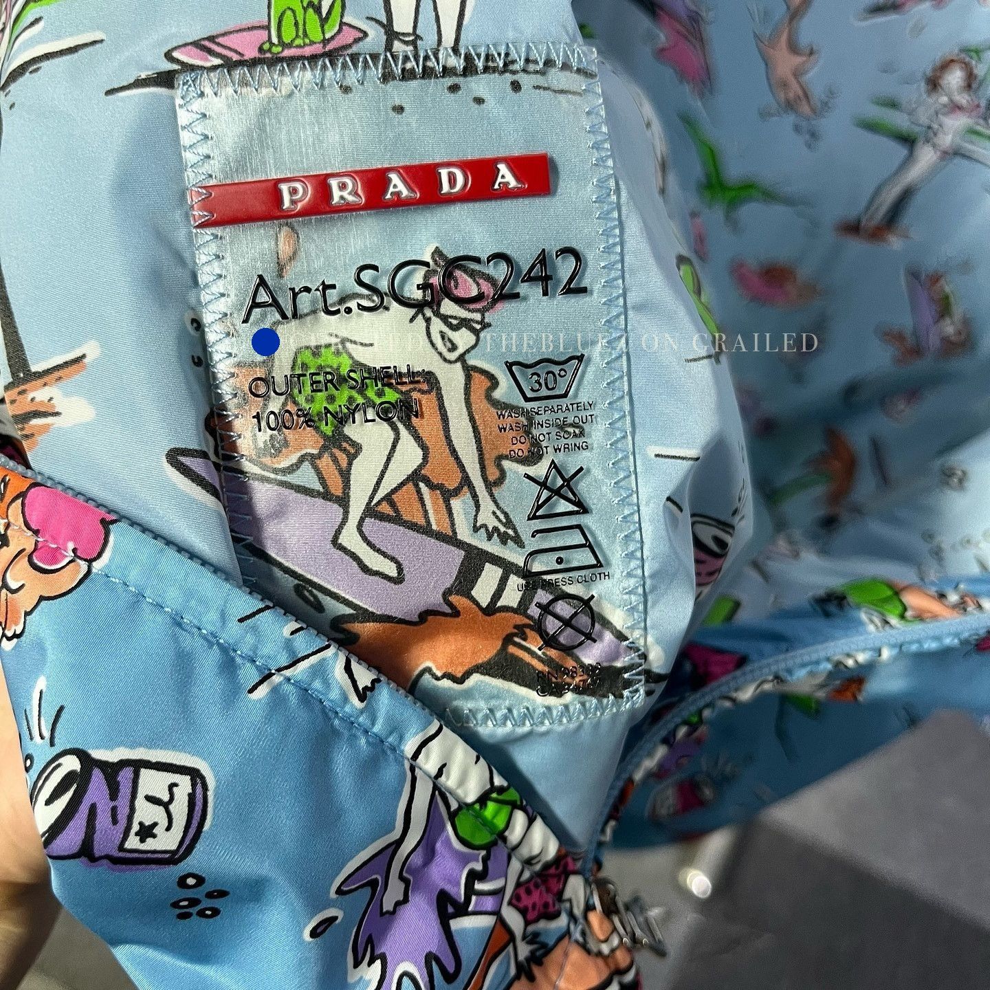 Prada Blue Nylon Surf Print Jacket Size US XXL / EU 58 / 5 - 3 Thumbnail
