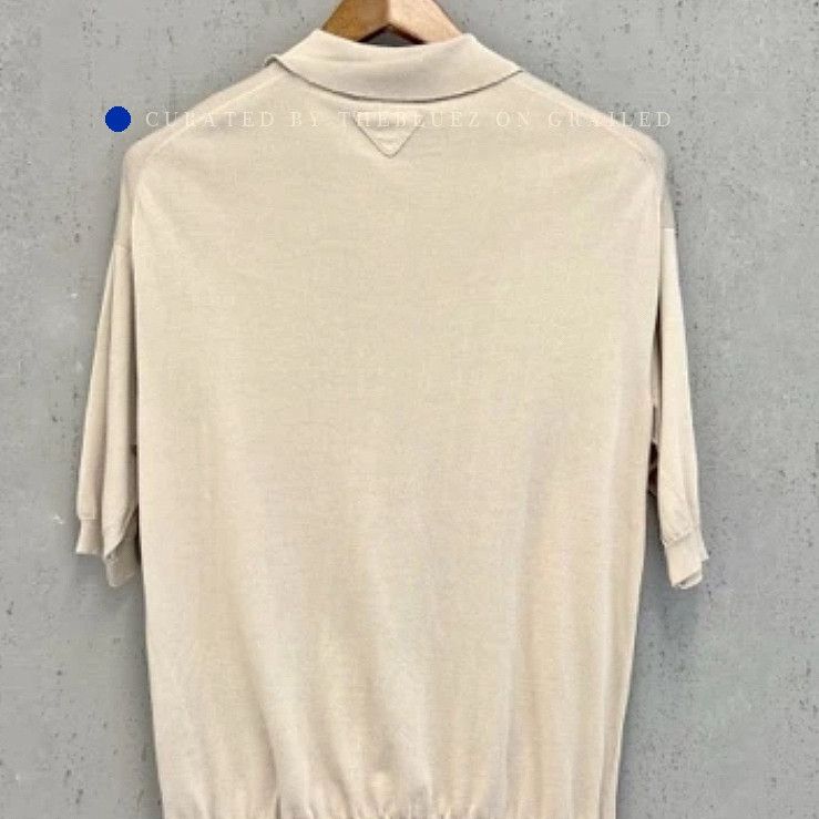 Prada Knit Polo Shirt in Beige Size US S / EU 44-46 / 1 - 5 Thumbnail