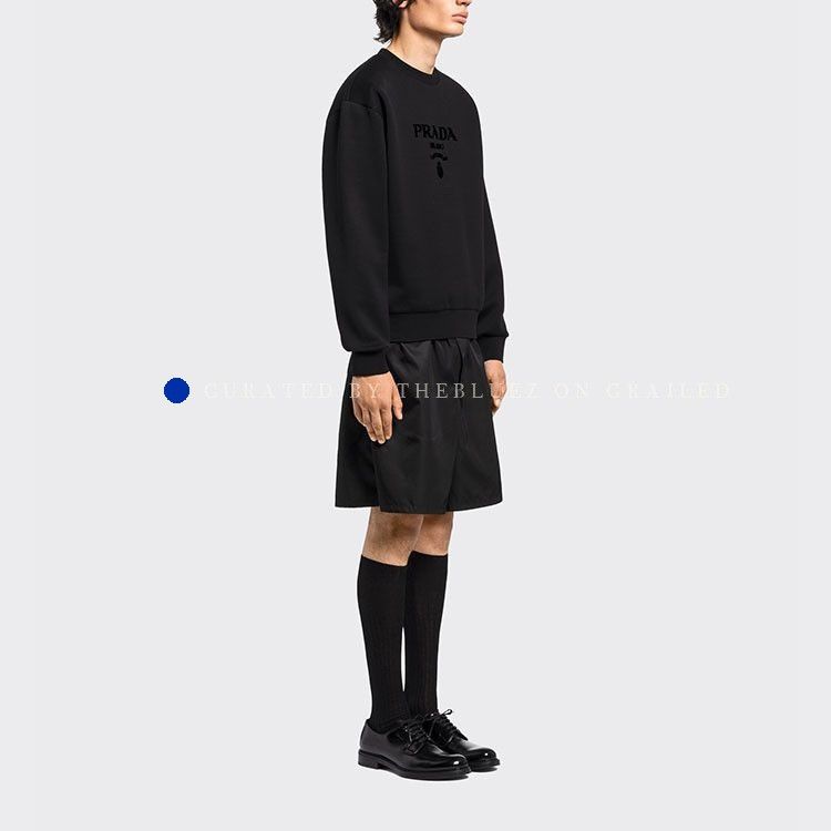 Prada Black Embroidered Logo Sweatshirt Size US M / EU 48-50 / 2 - 9 Thumbnail