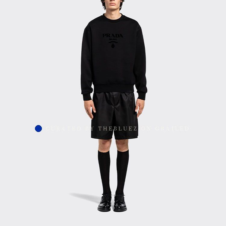 Prada Black Embroidered Logo Sweatshirt Size US M / EU 48-50 / 2 - 8 Thumbnail