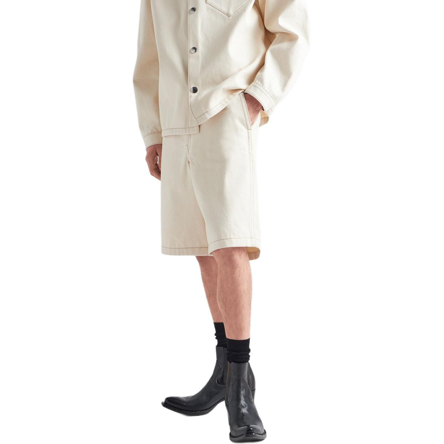 Prada Stylish Logo Patch Shorts in Beige Size US 38 / EU 54 - 12 Thumbnail