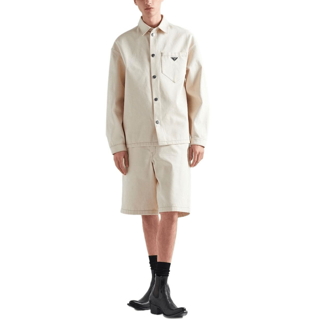 Prada Stylish Logo Patch Shorts in Beige Size US 38 / EU 54 - 10 Thumbnail