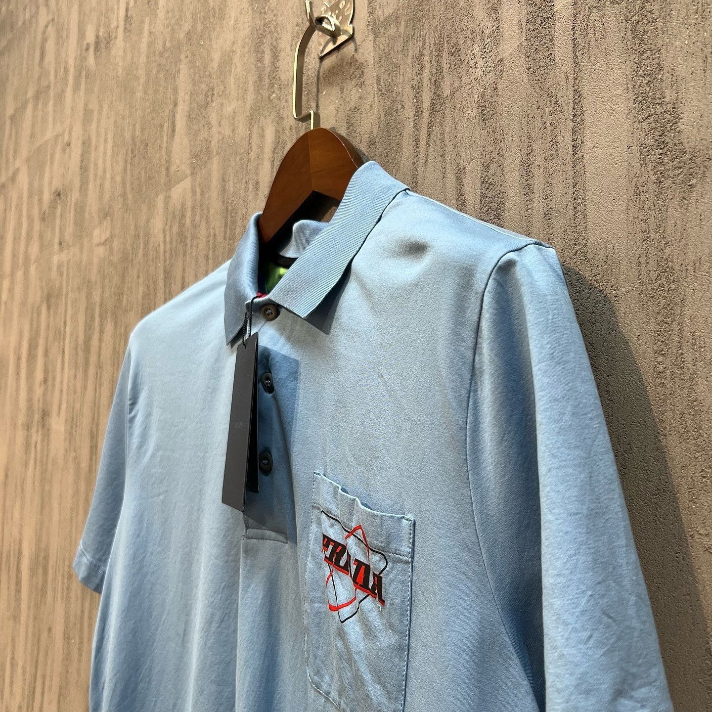 Prada Classic Blue Polo with Logo Pocket Size US XL / EU 56 / 4 - 5 Thumbnail