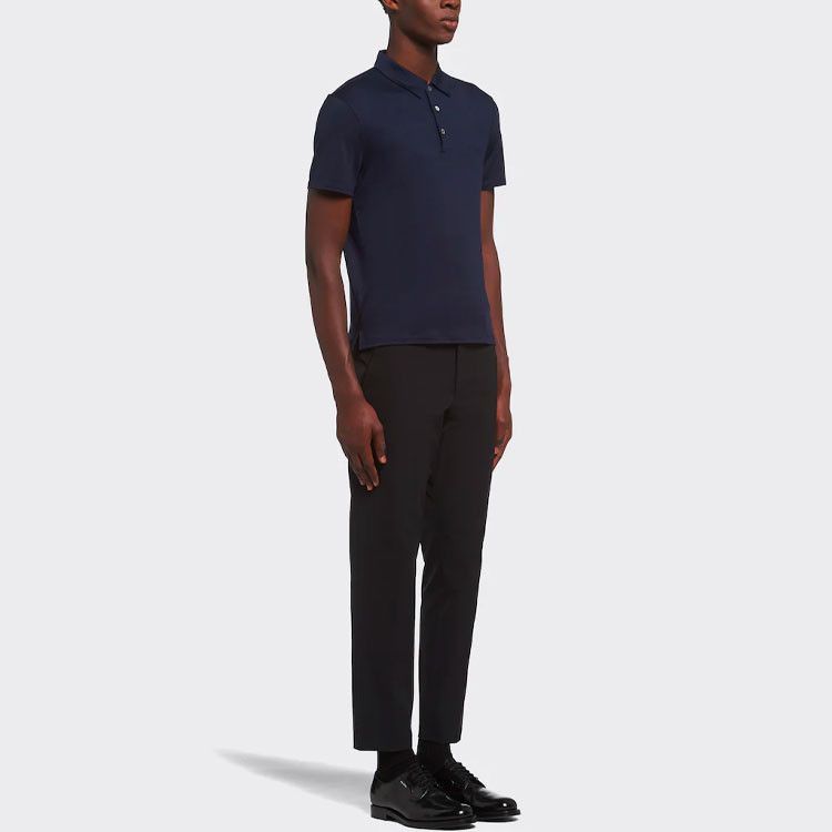 Prada Silk Polo with Logo Embroidery in Blue Size US XS / EU 42 / 0 - 8 Thumbnail