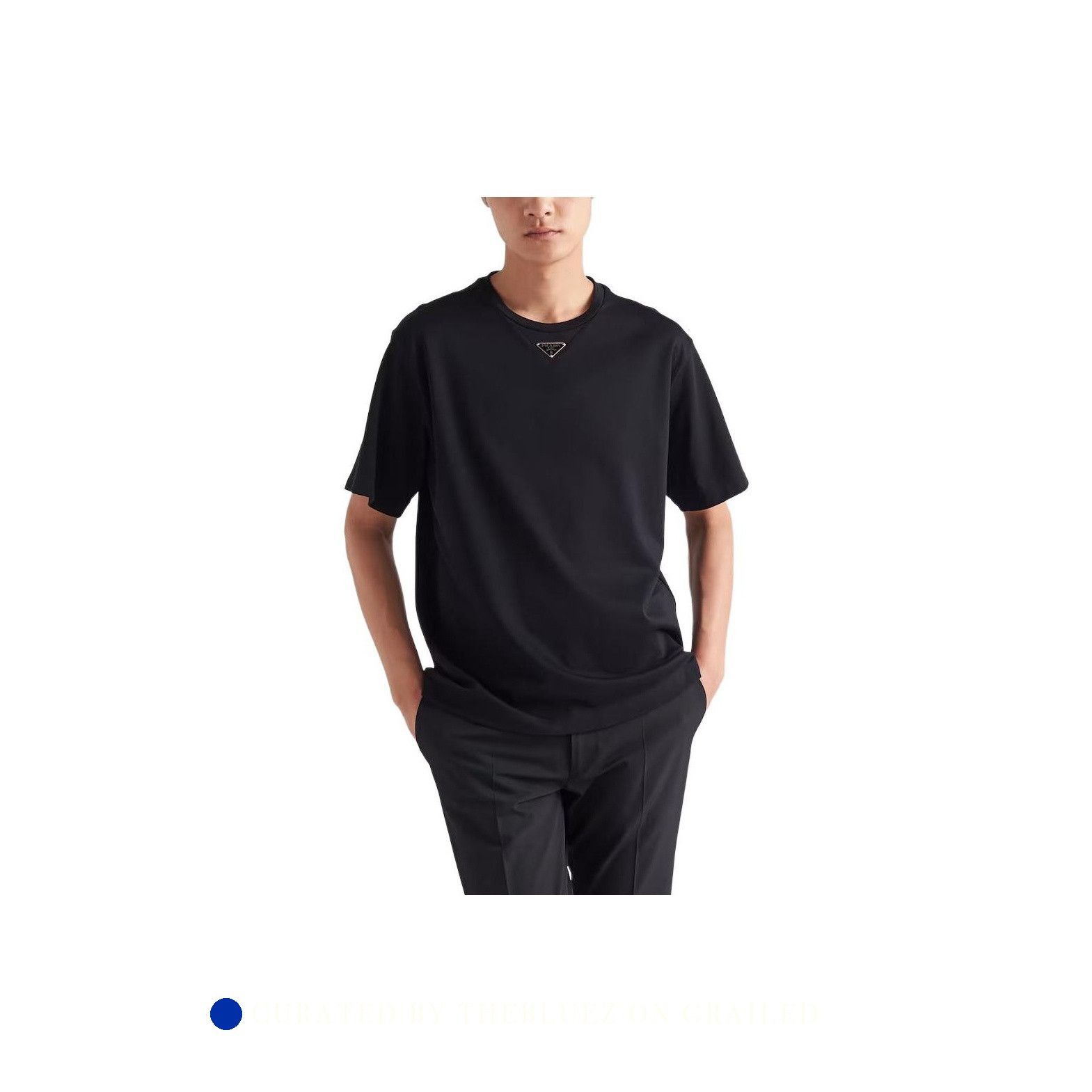 Prada Black Triangle Logo Short Sleeve Tee in XL Size US XL / EU 56 / 4 - 14 Thumbnail