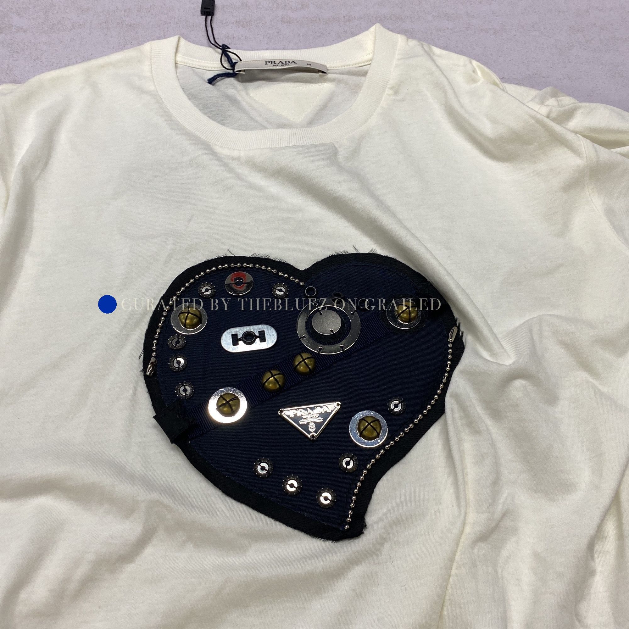 Prada Heart Patch Short Sleeve Tee in White Size US M / EU 48-50 / 2 - 4 Thumbnail