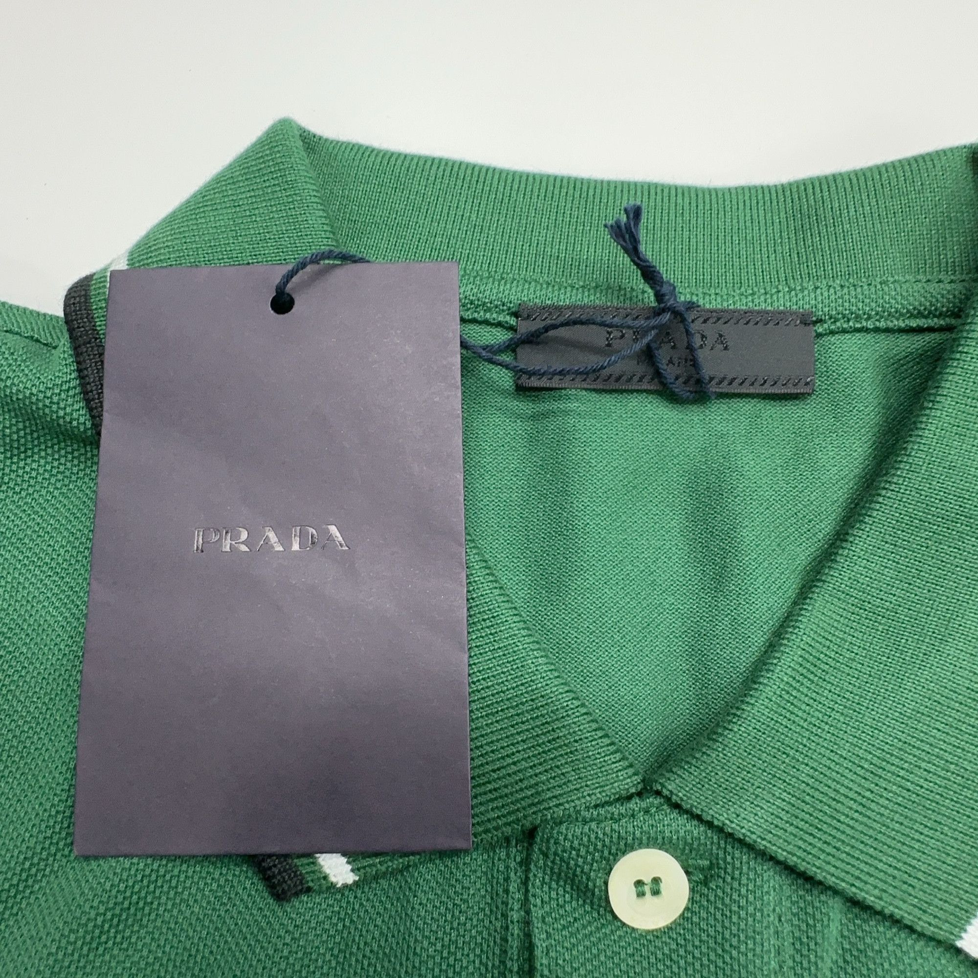 Prada Logo Trim Polo Shirt in Green Size US XL / EU 56 / 4 - 5 Thumbnail