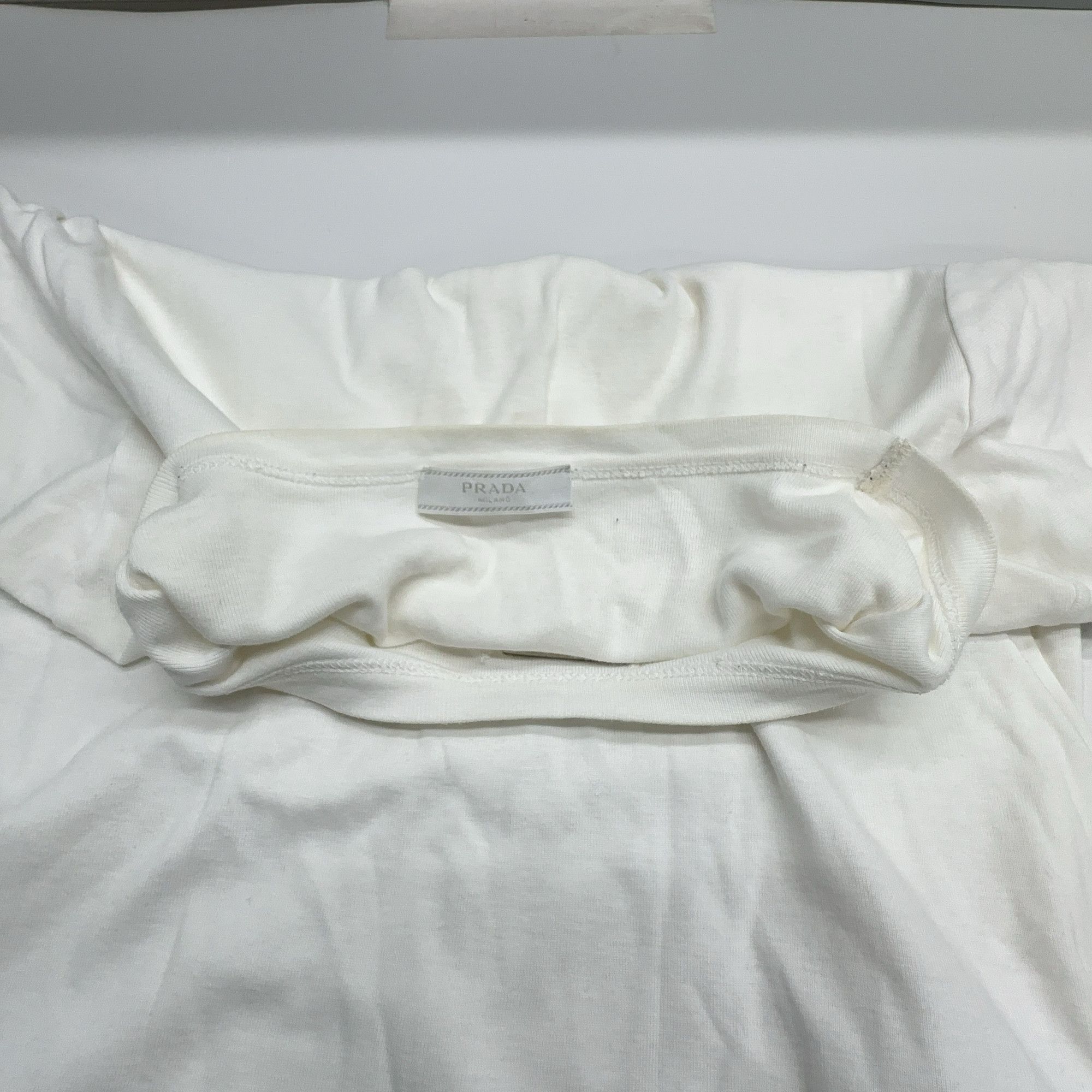 Prada Prada Triangle Logo Tee - Size L, White Size US L / EU 52-54 / 3 - 7 Thumbnail